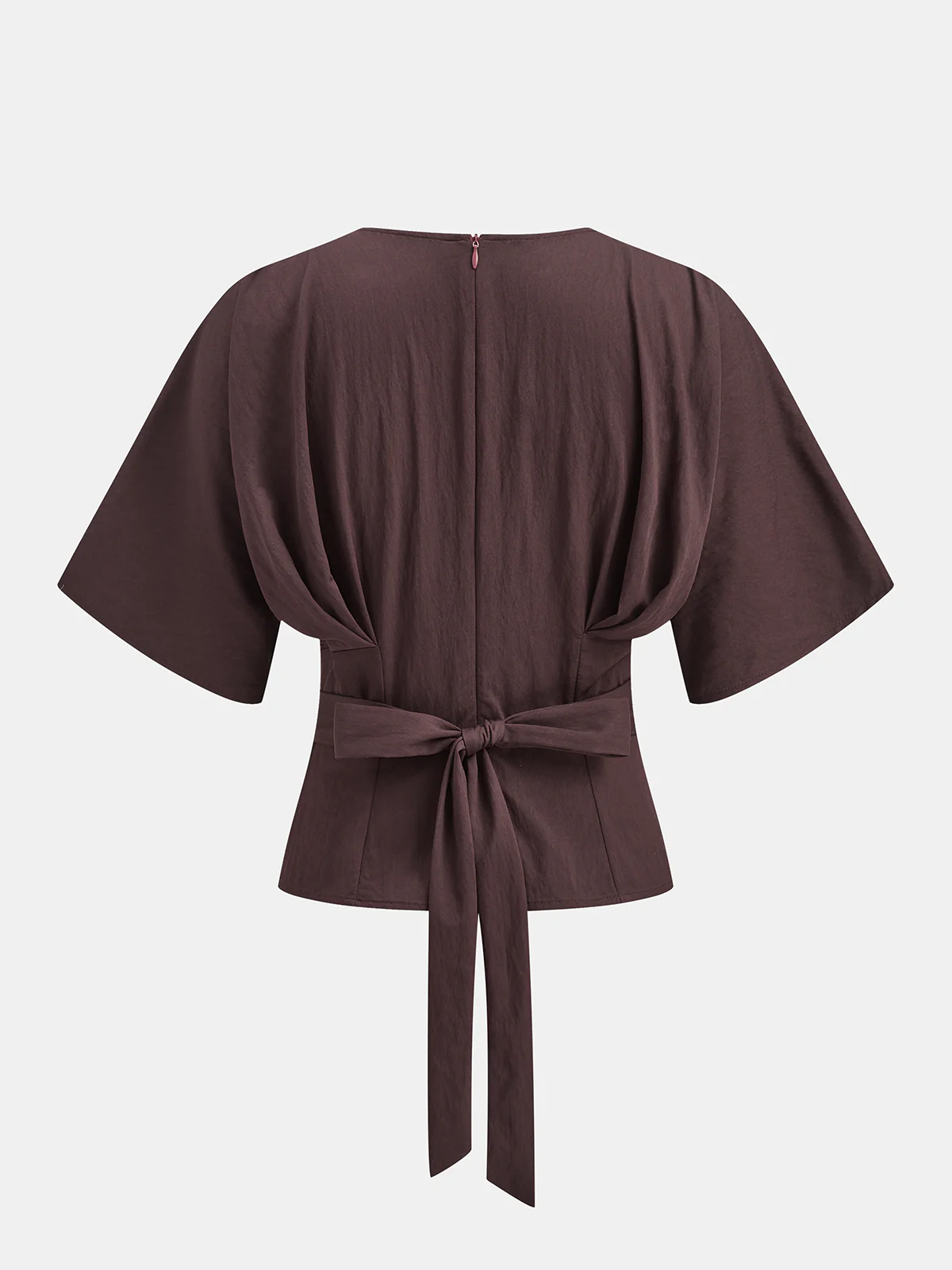 Dolman Sleeve Tie-Back V-Neck Blouse - Image 2