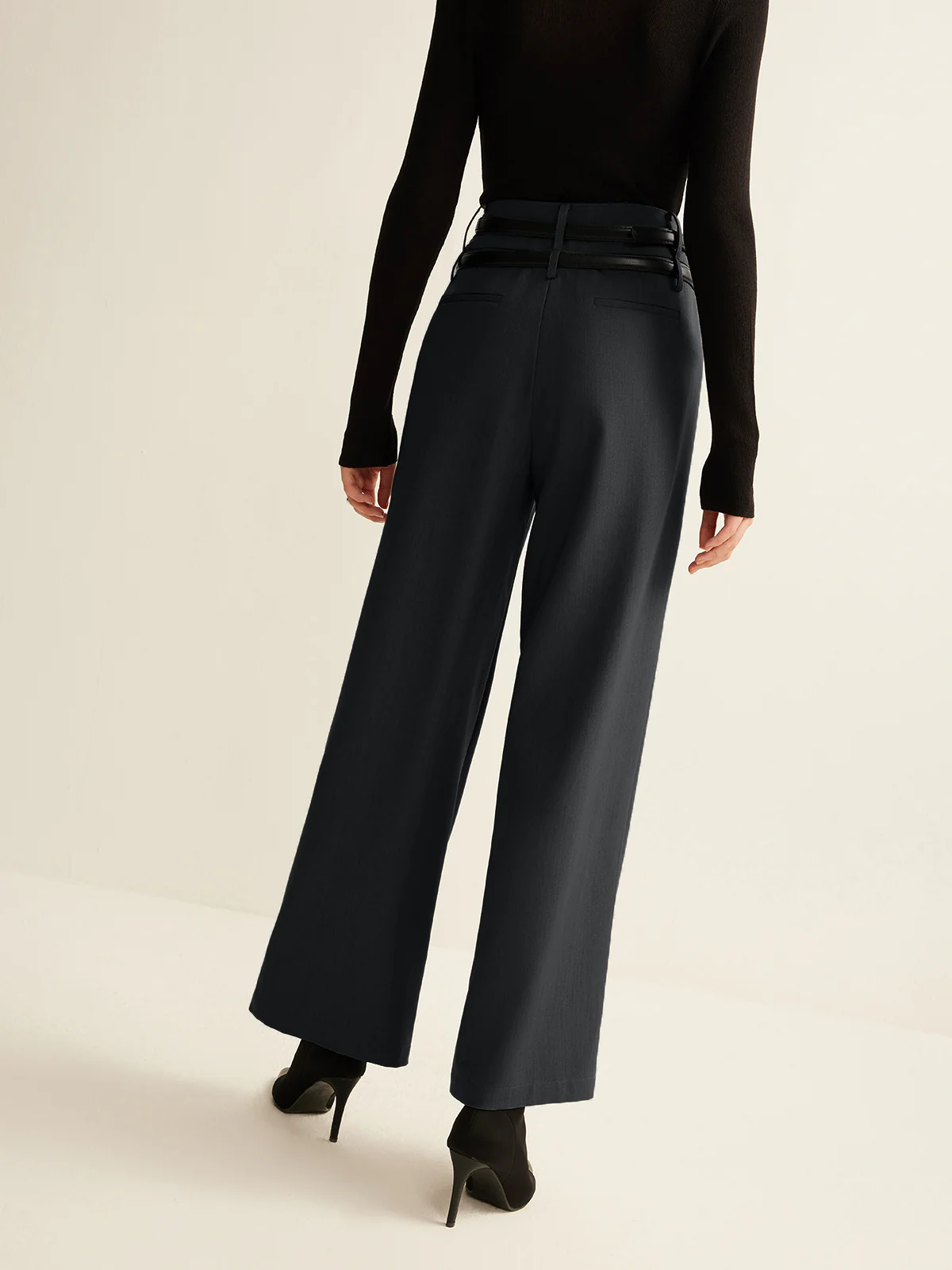 Double-Belt Pleated Straight Pants - Image 5