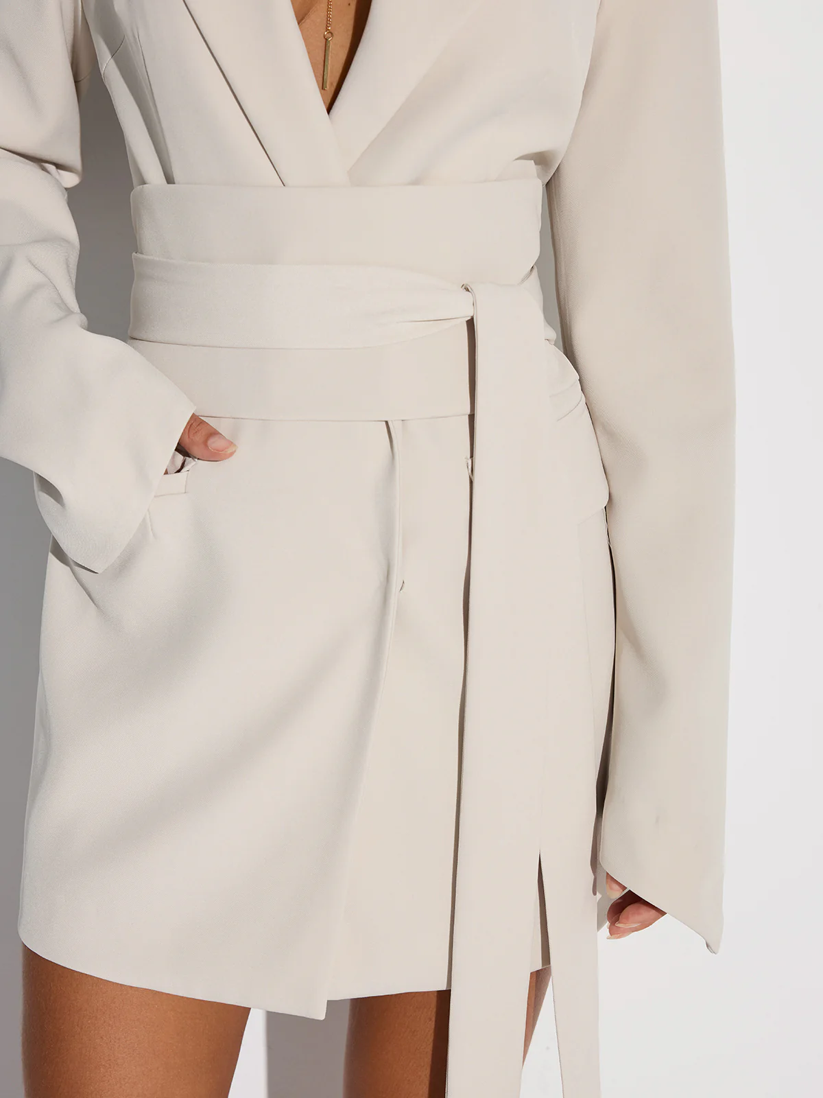 Double-Breasted Belted Blazer Dress - Image 5