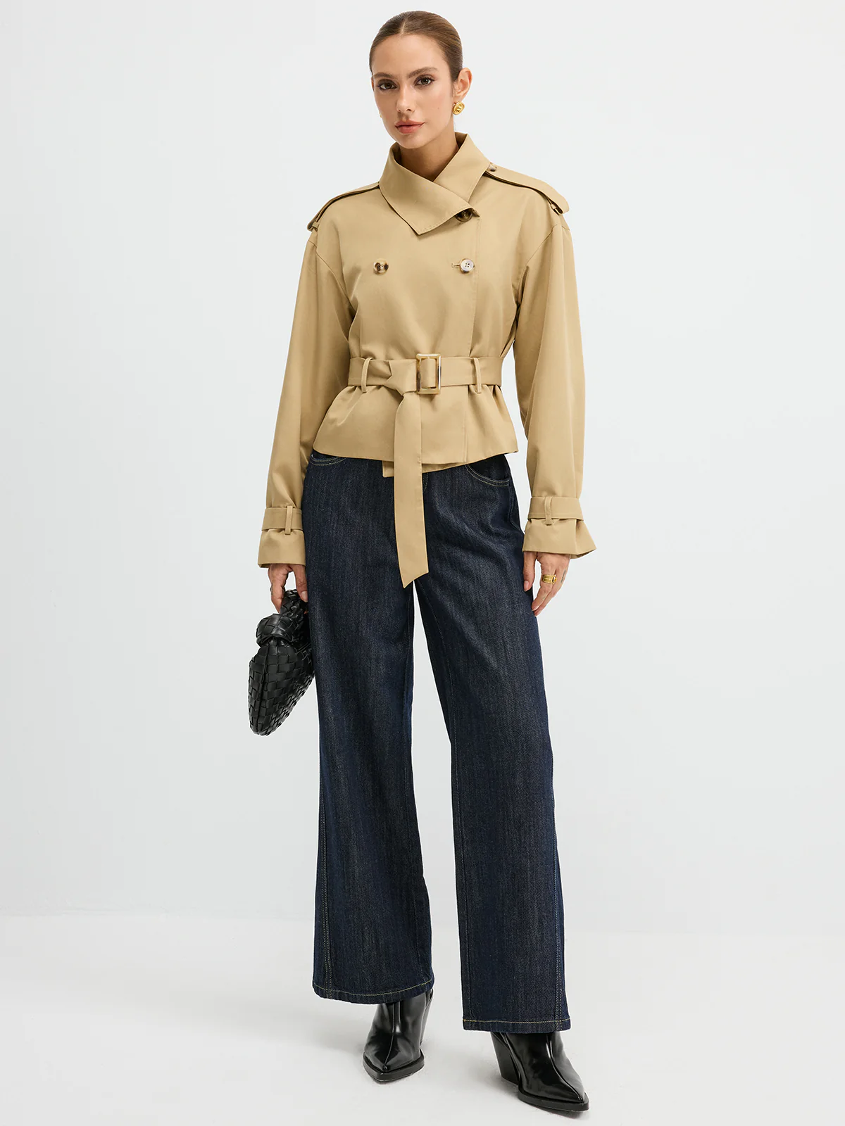 Double-Breasted Belted Trench Coat - Image 3