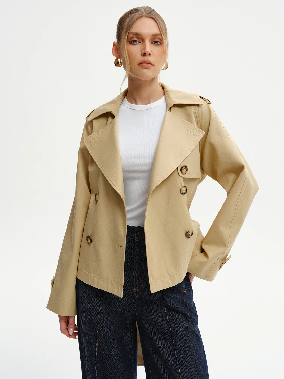 Double-Breasted Belted Trench Coat - Image 5