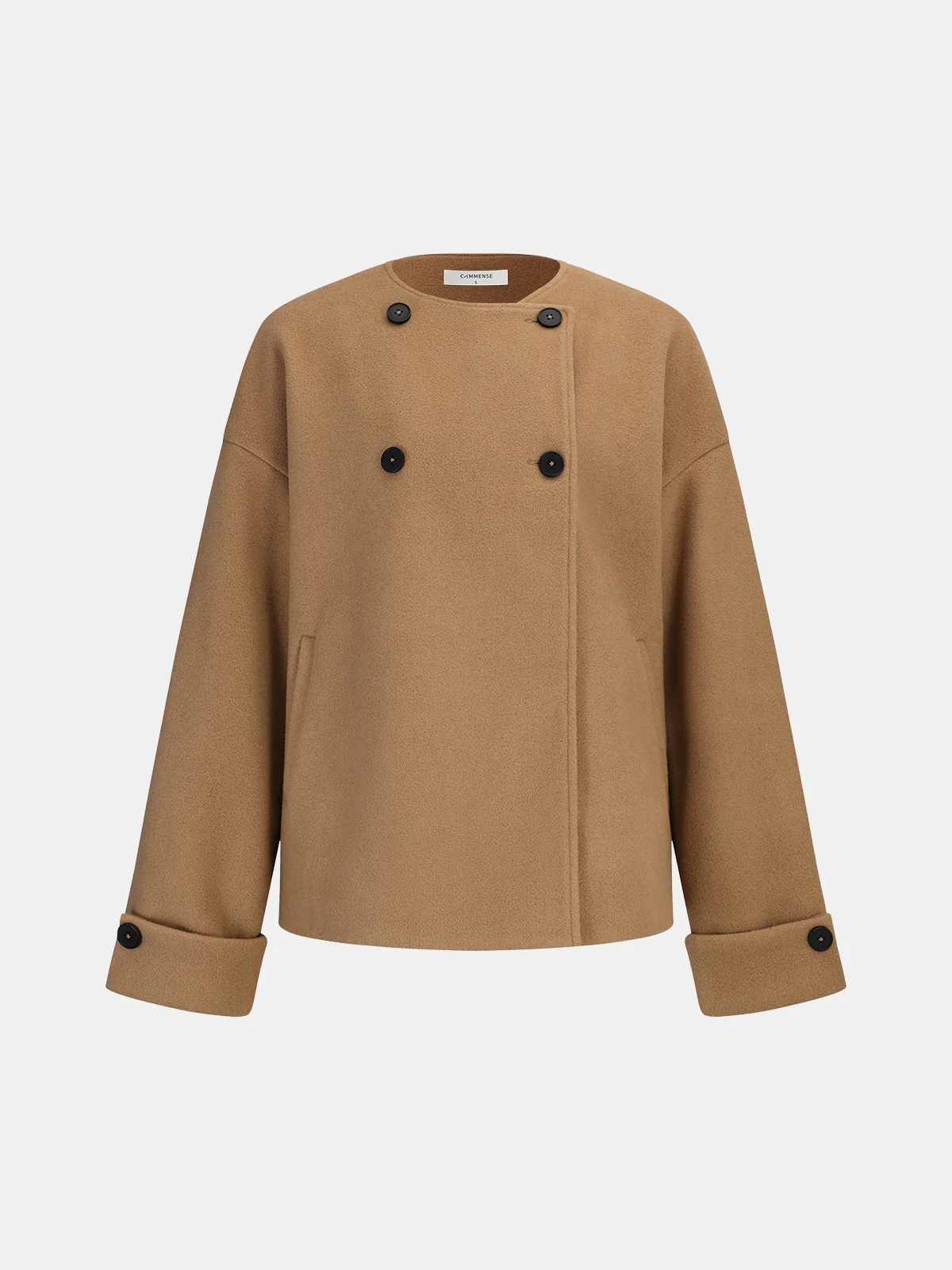Double-Breasted Coat with Scarf Collar - Image 2