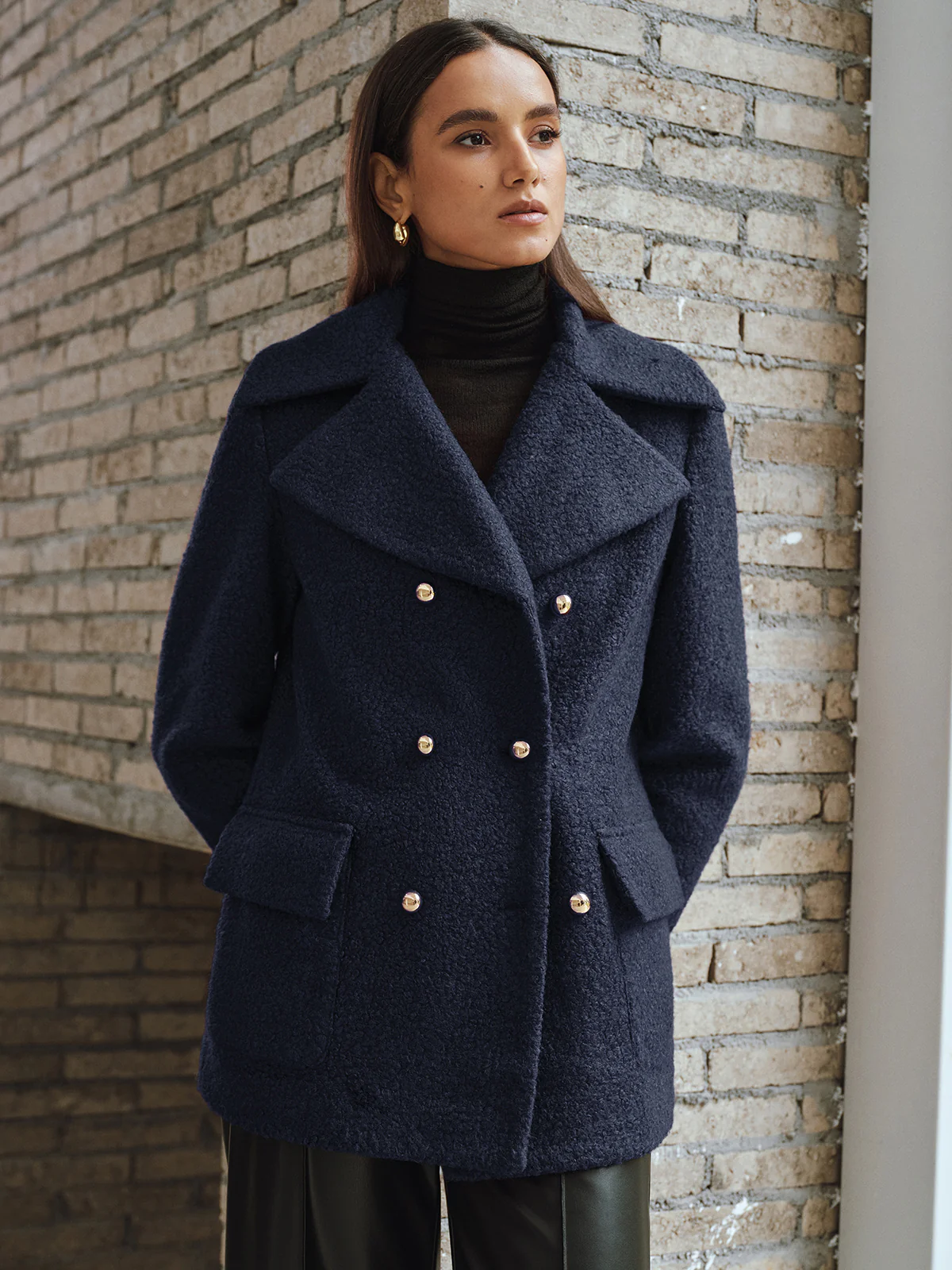 Double-Breasted Lapel Tweed Blazer - Image 4