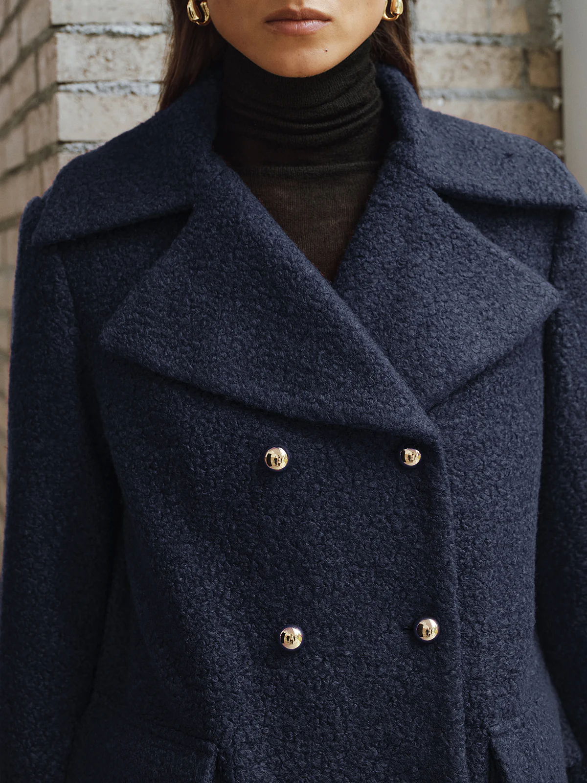 Double-Breasted Lapel Tweed Blazer - Image 5