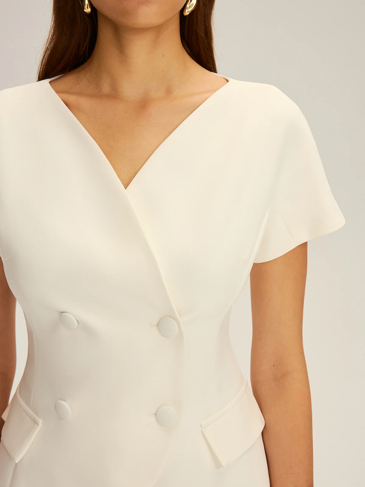 Double-Breasted Short-Sleeve Blazer - Image 6