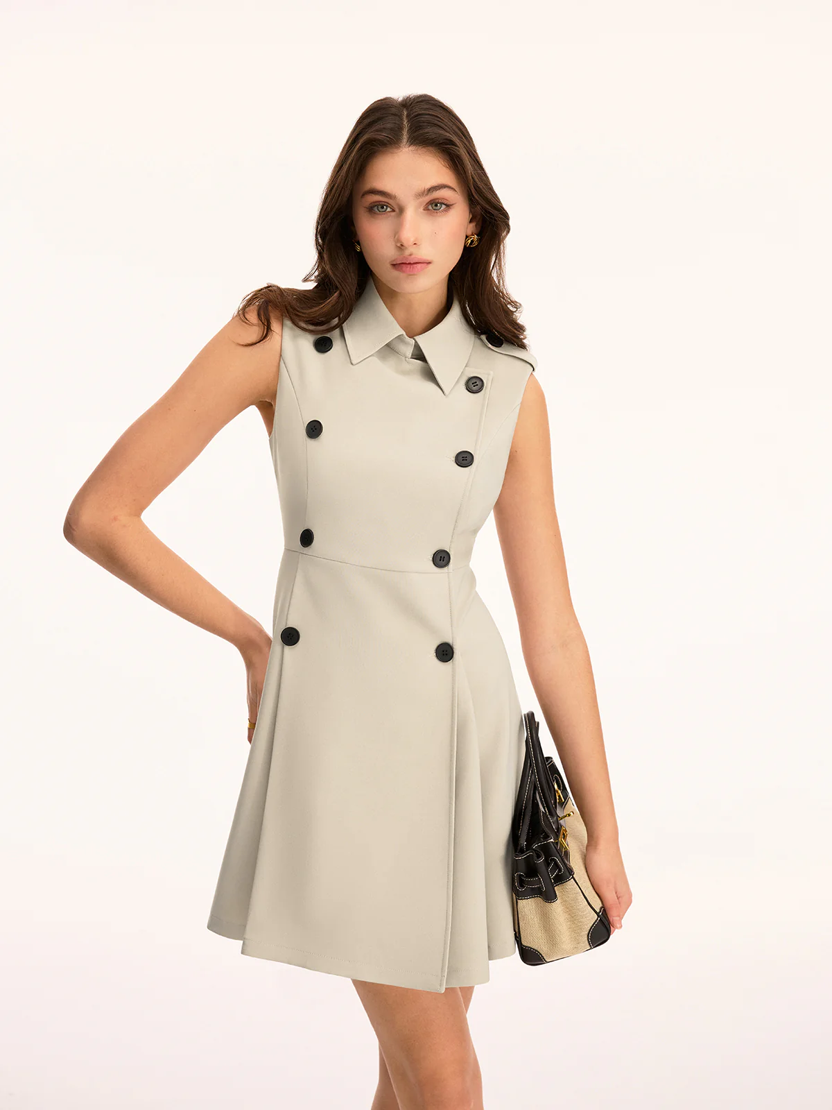 Double Breasted Sleeveless Mini Dress - Image 3