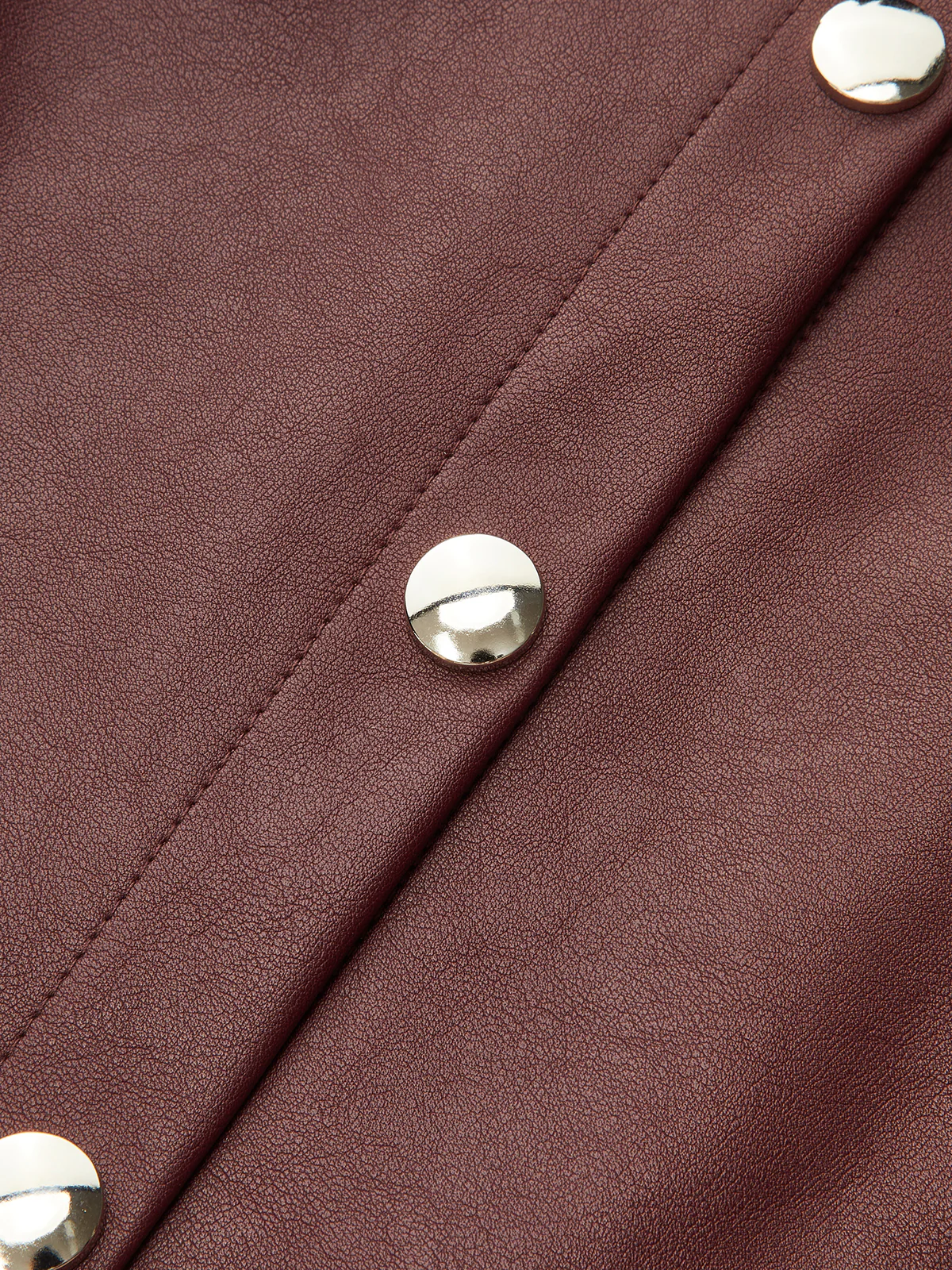 Double-Collar PU Leather Shirt Dress - Image 4