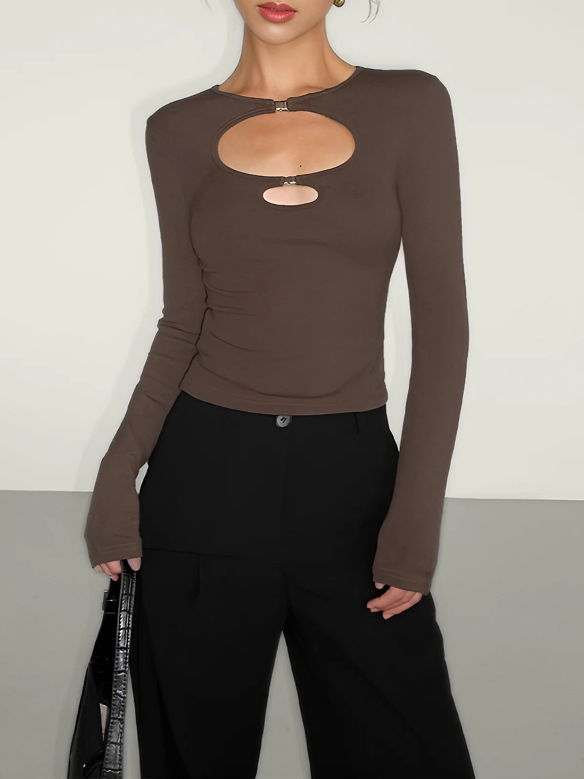 Double Keyholes Long Sleeve Top - Image 9