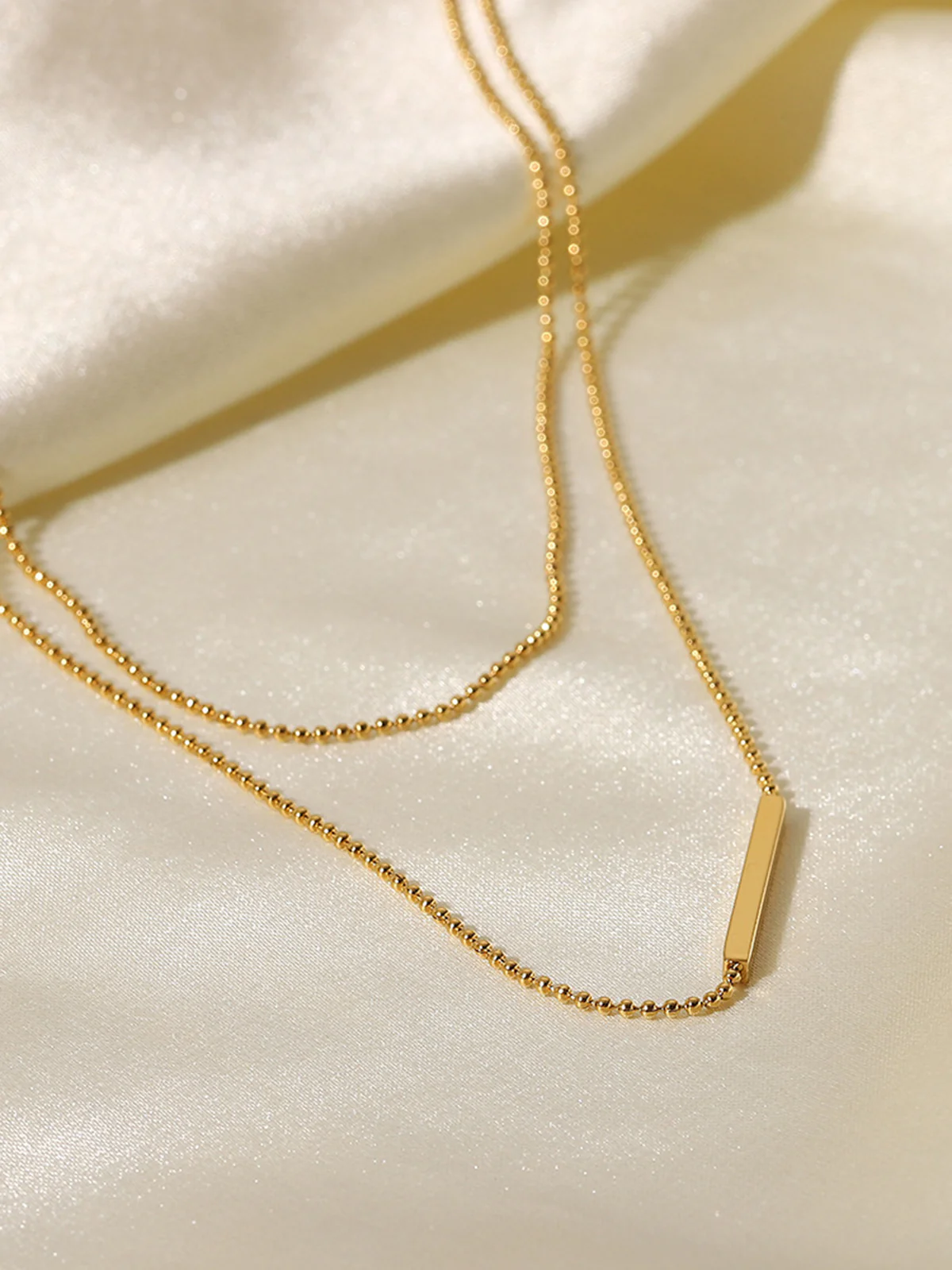 Double Layer Golden Drop Necklace - Image 4