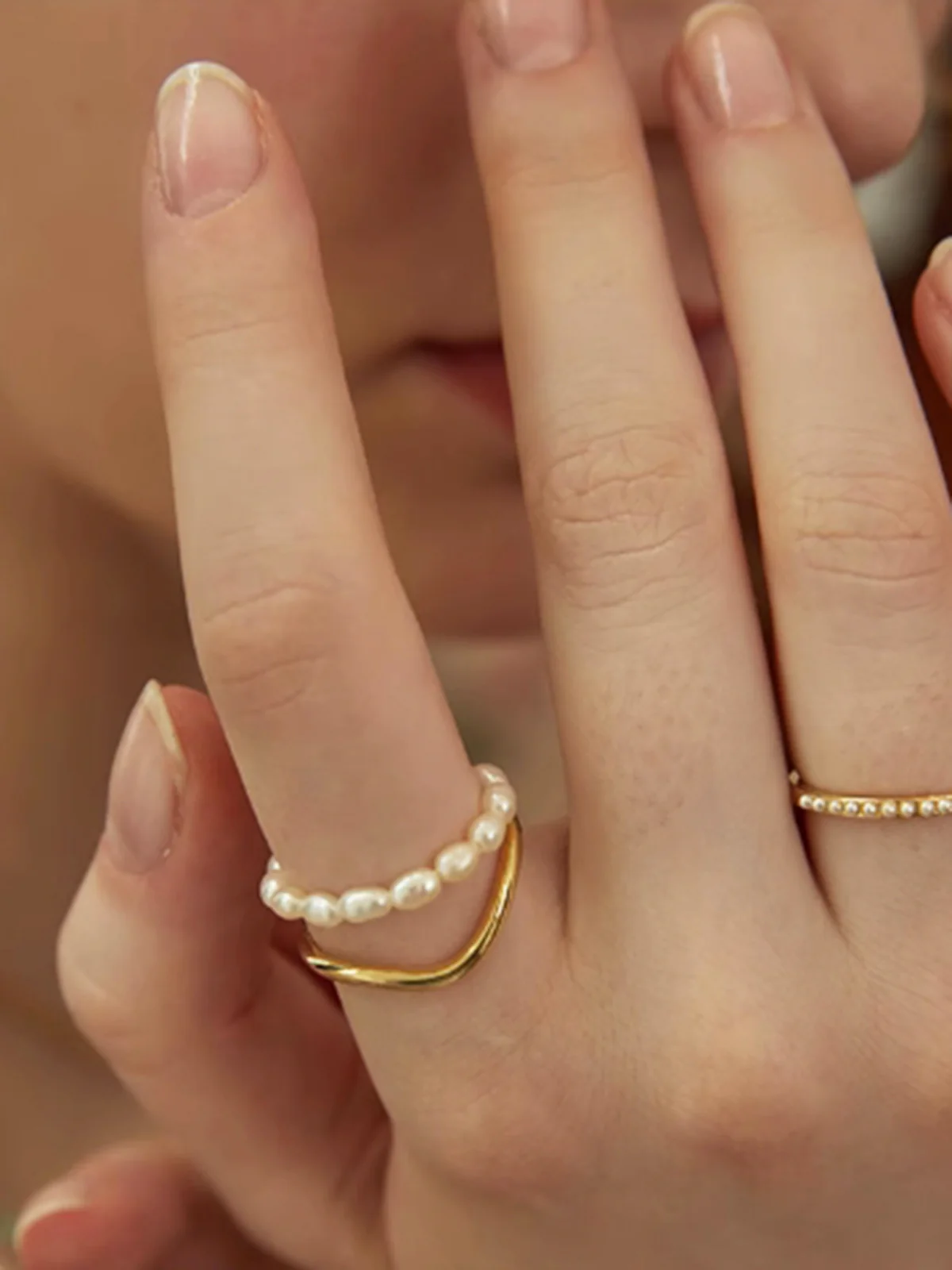 Double Layer Pearl Ring - Image 2