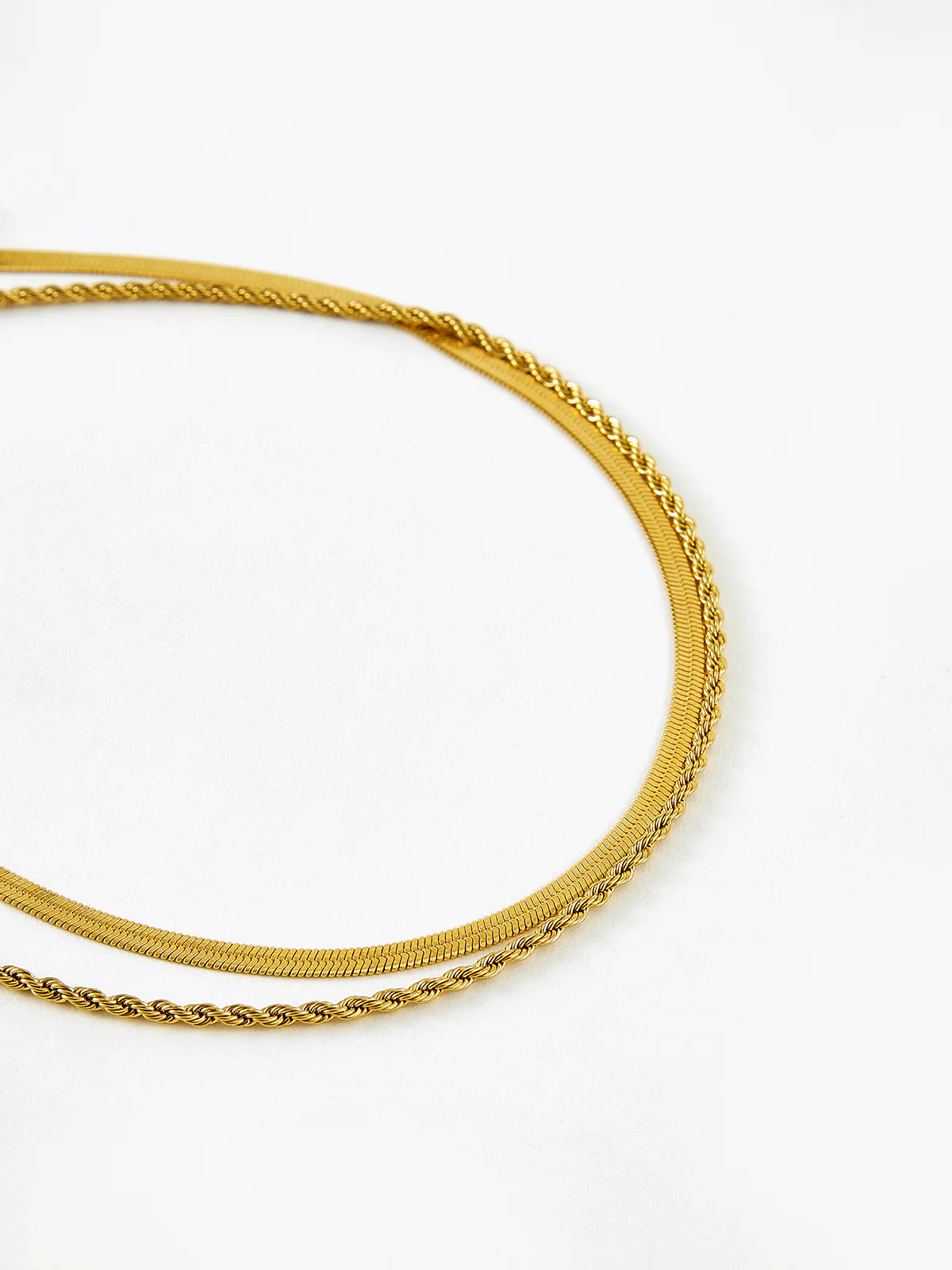 Double-Layer Snake & Twist Chain Necklace - Image 3