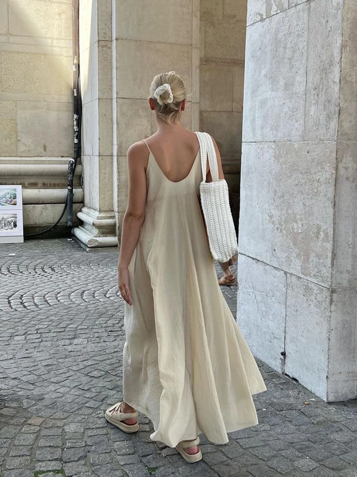 Double Layers V-neck Long Dress - Image 4