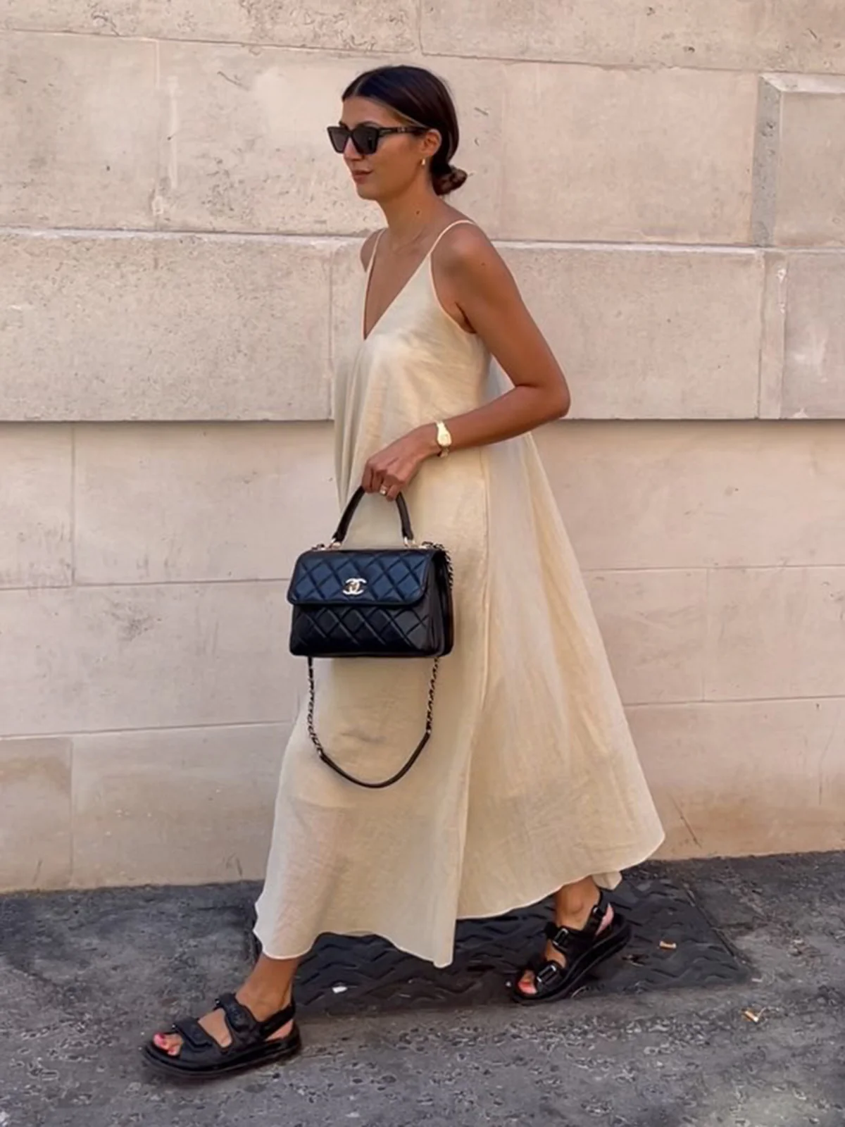 Double Layers V-neck Long Dress - Image 5