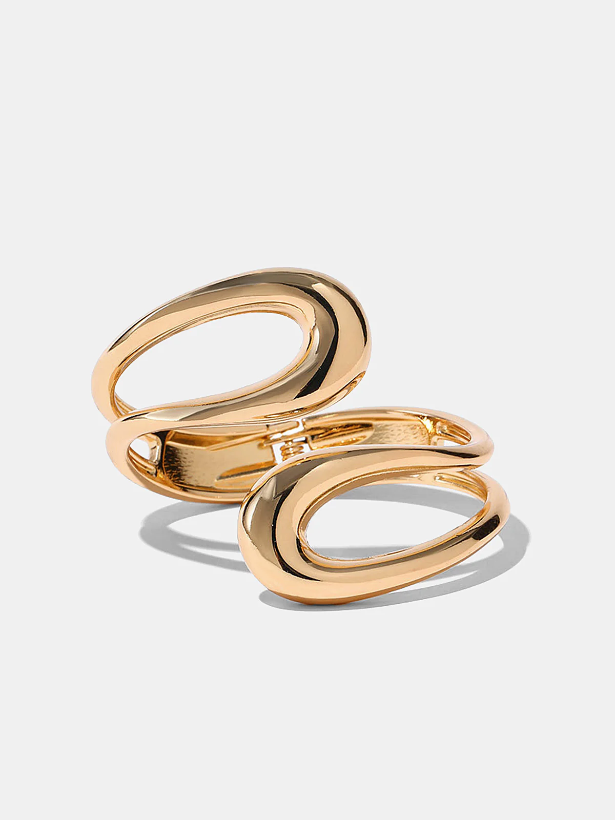 Double Loop Curved Open Cuff Bracelet - Image 2