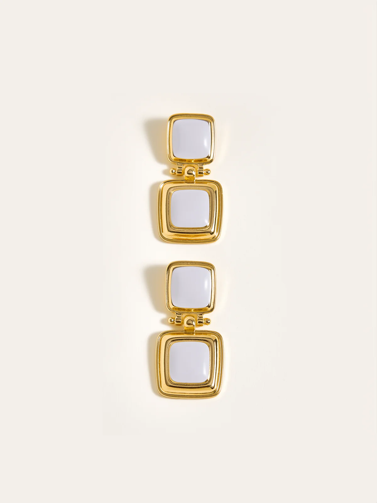 Double Square Drop Earrings - Image 2