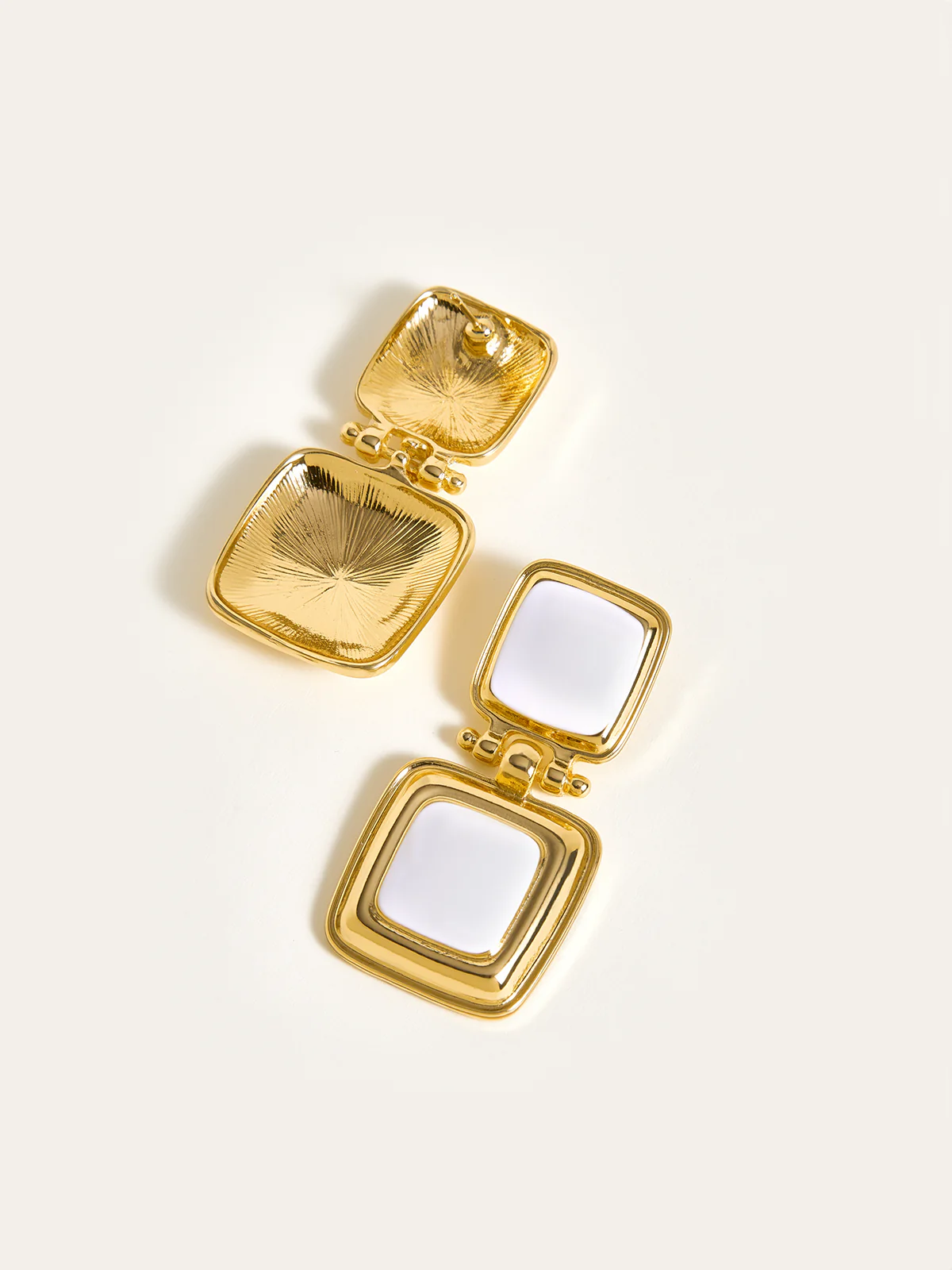 Double Square Drop Earrings - Image 3