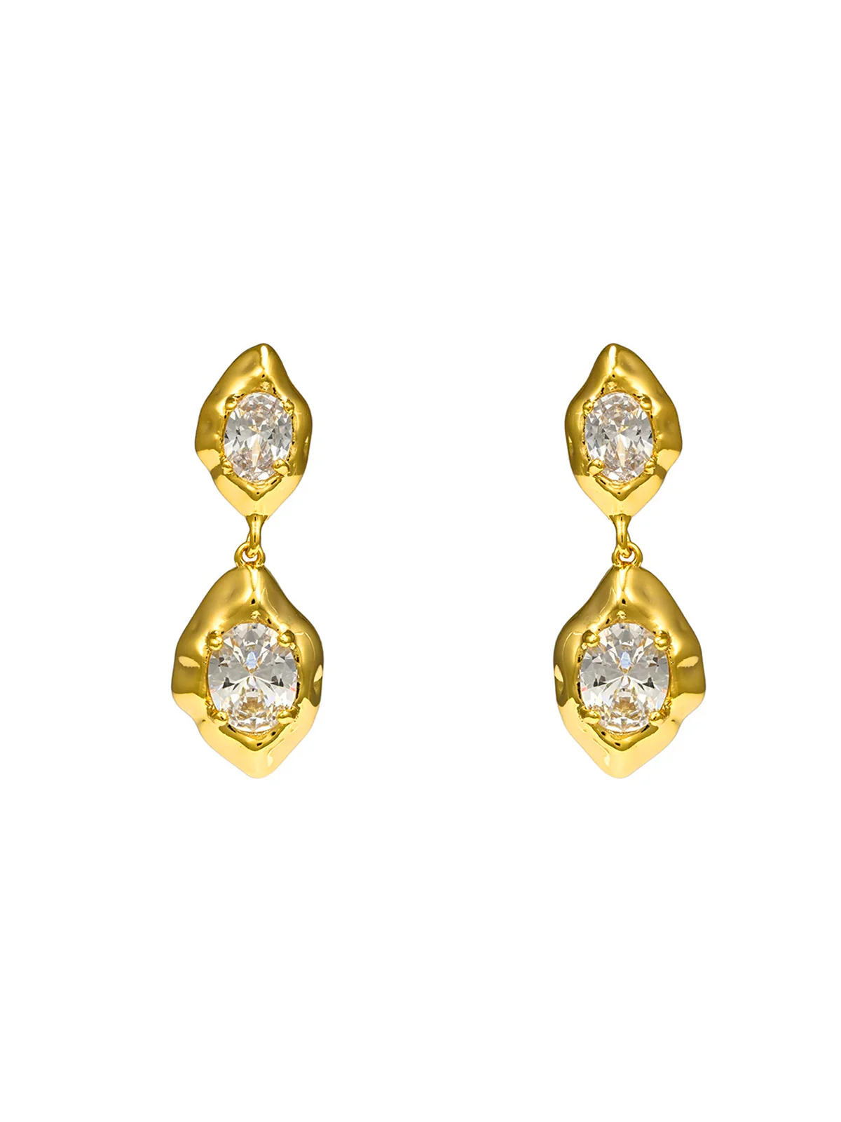 Double Stone Drop Earrings - Image 2