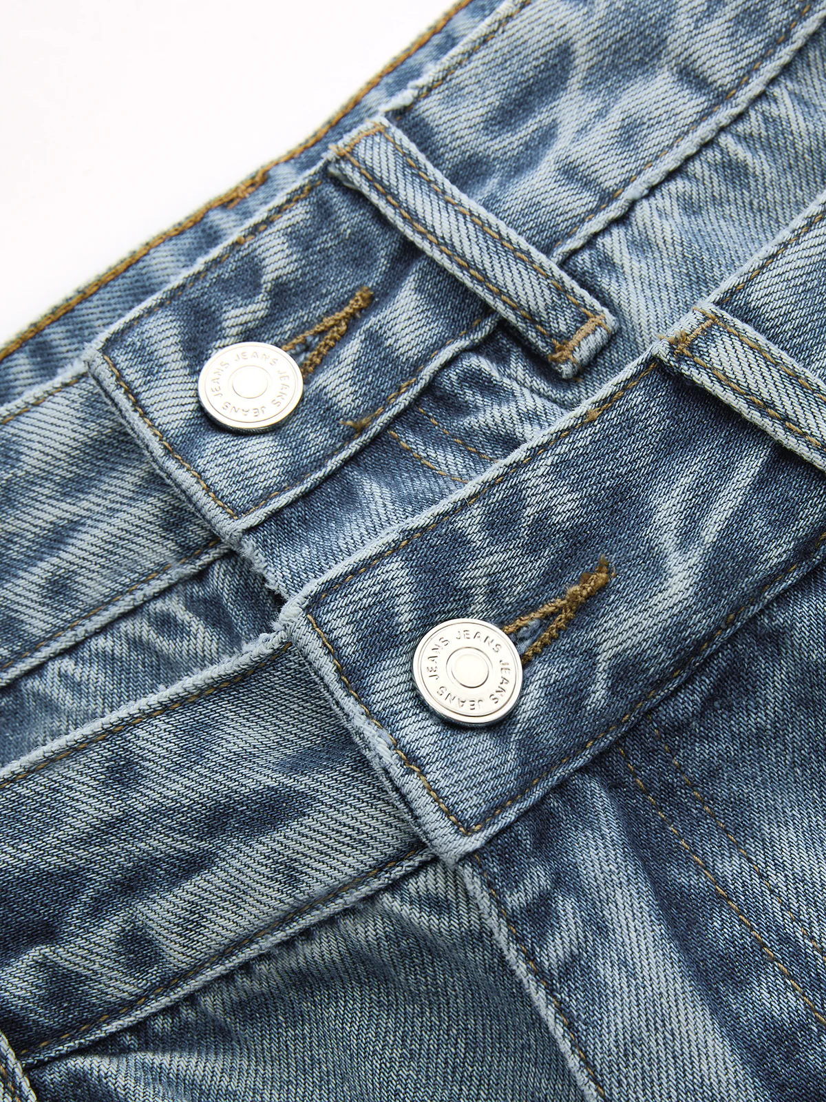 Double Waistband Curved-Leg Denim Pants - Image 3
