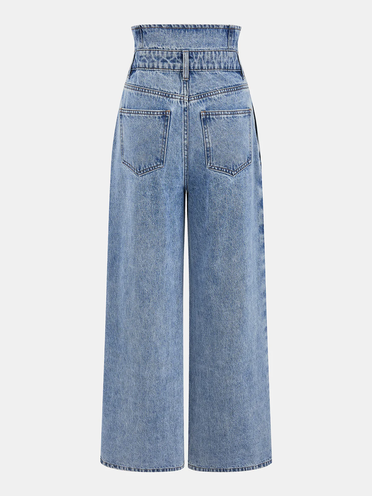 Double Waistband Pleated Wide-Leg Jeans - Image 2