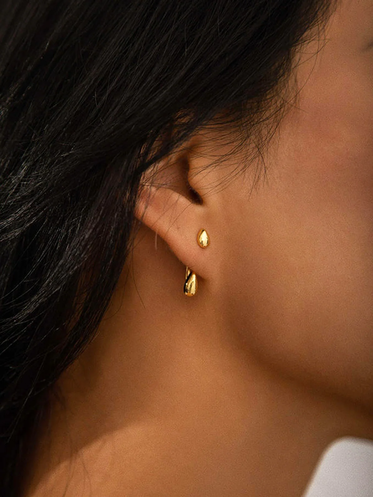 Double Water Drop Stud Earrings - Image 3