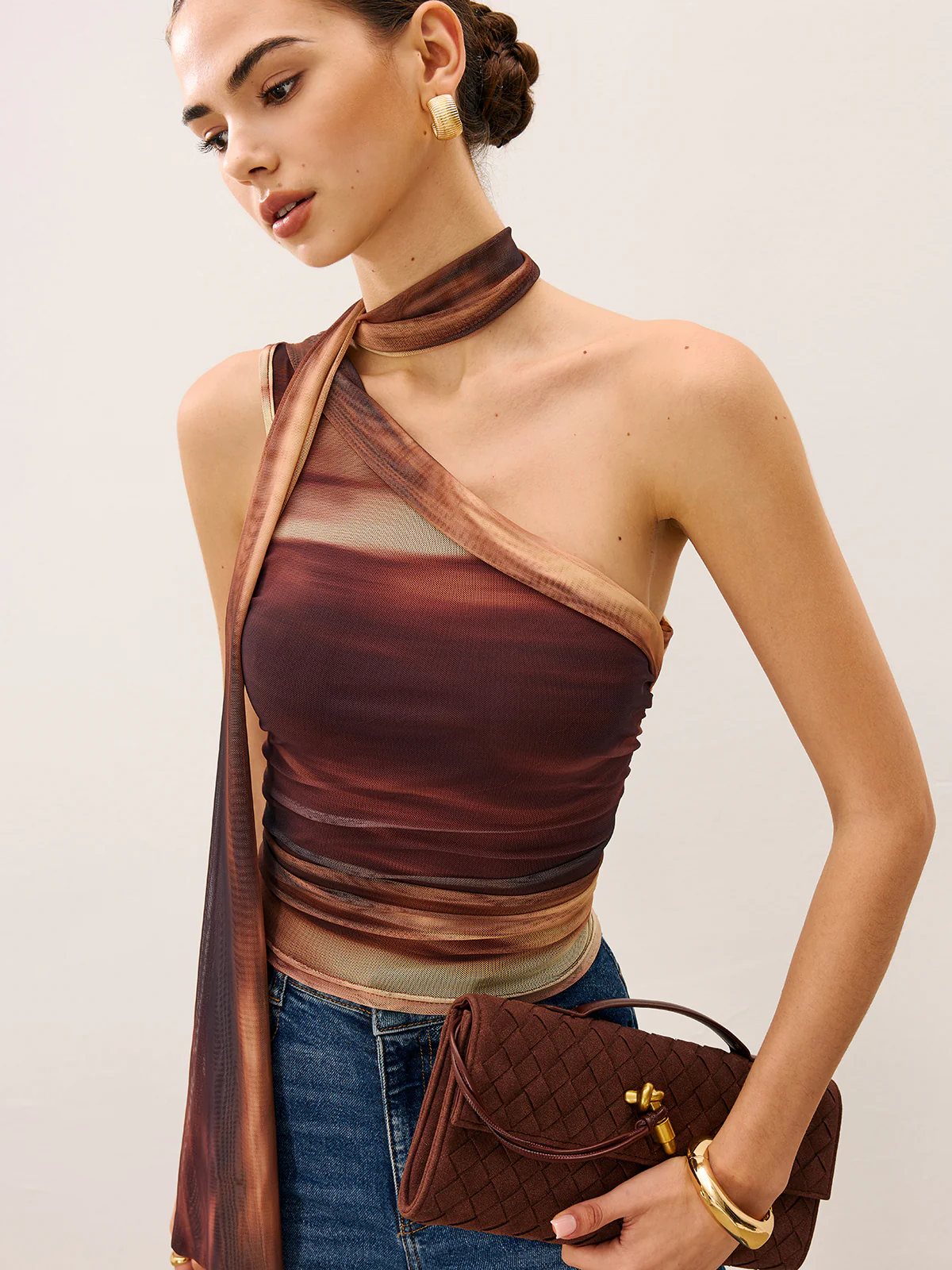 Dradient Top With Scarf-Detail - Image 4