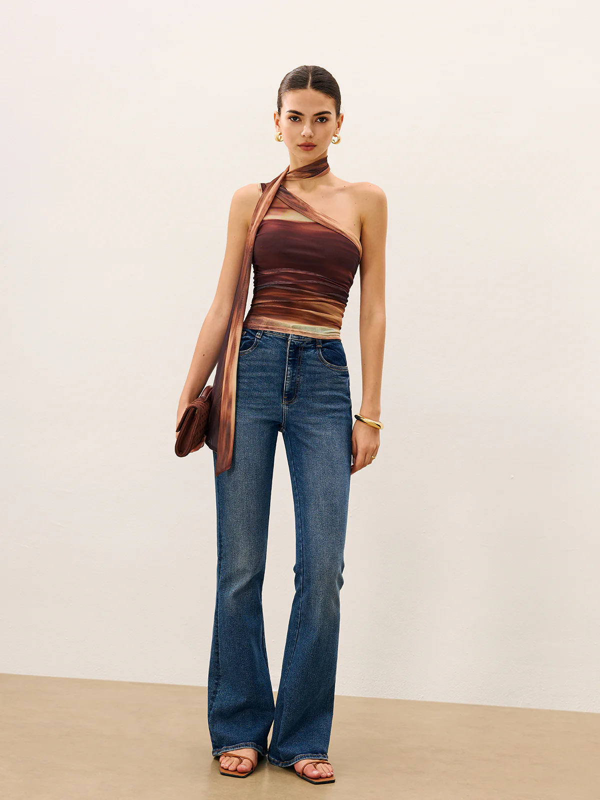 Dradient Top With Scarf-Detail - Image 5