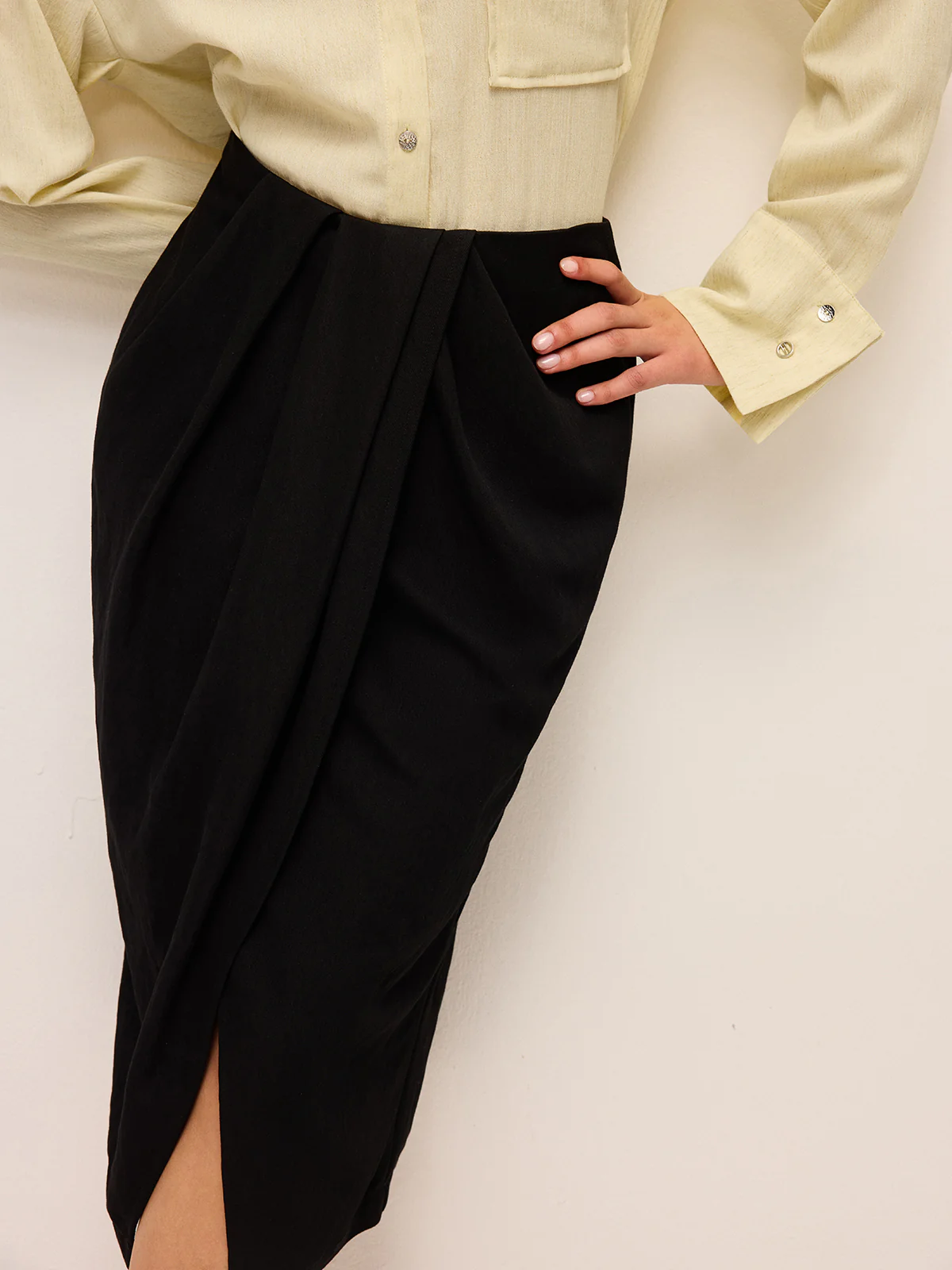 Draped Front Split Skirt - Image 5