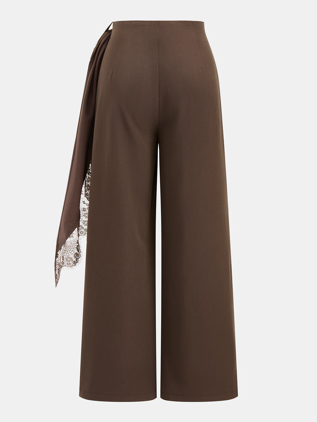 Draped Lace Trim Wide Leg Pants - Image 2