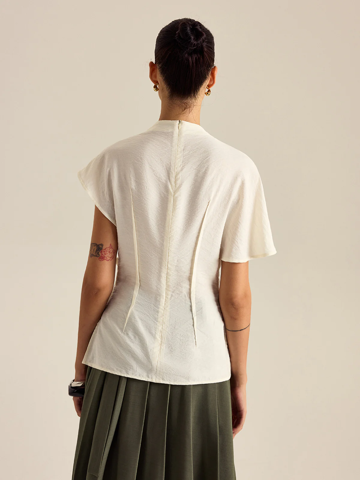 Draped Mock Neck Blouse - Image 5