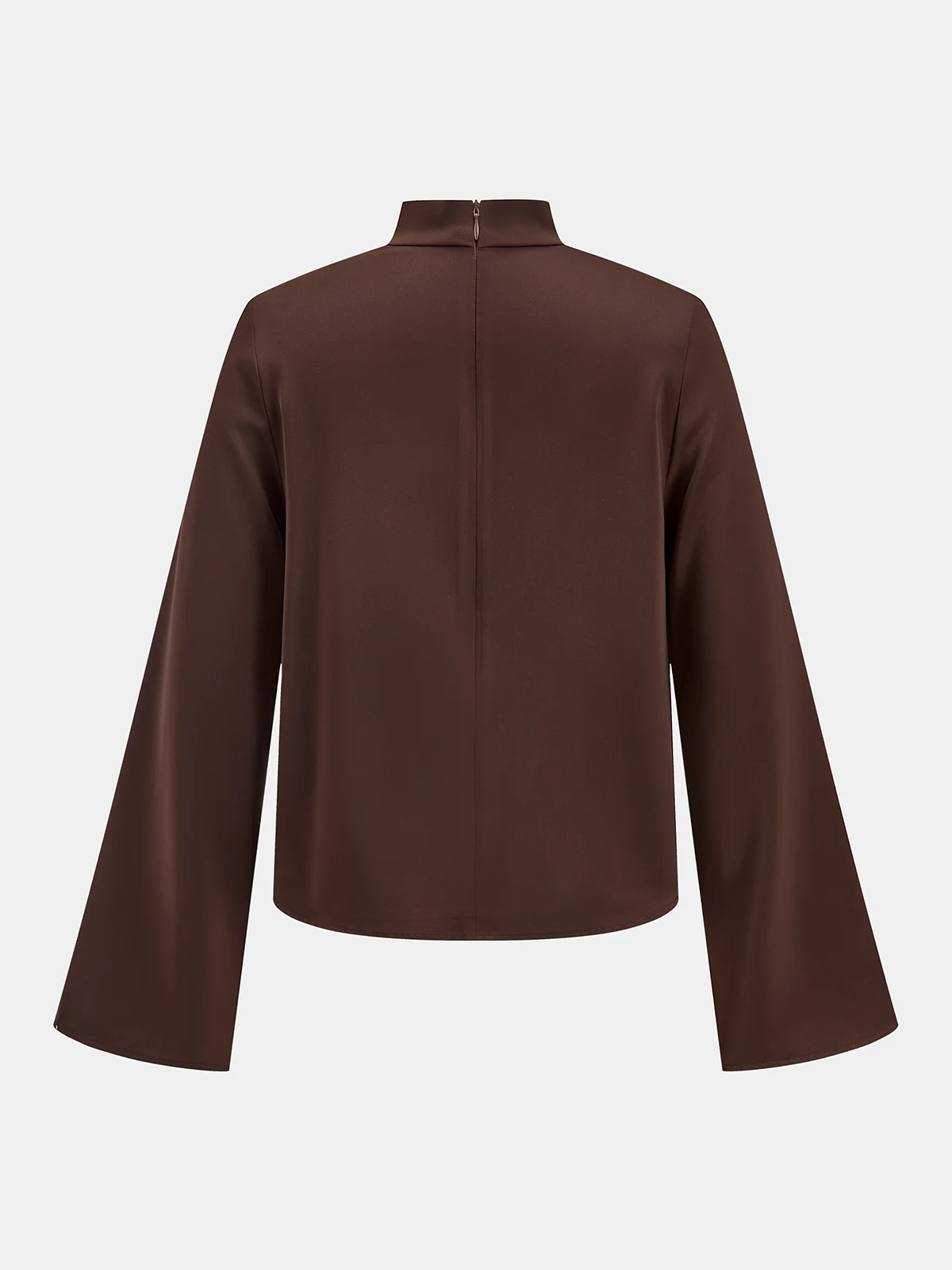 Draped Satin Stand Collar Blouse - Image 4