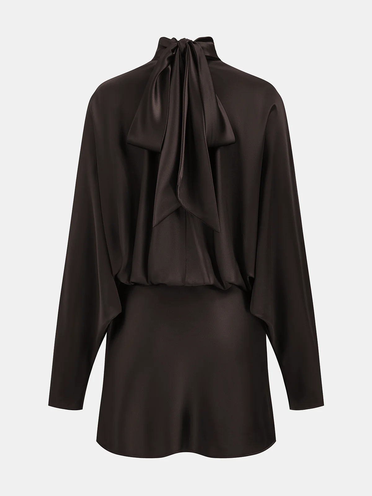 Draped Satin Tie-Neck Mini Dress - Image 2