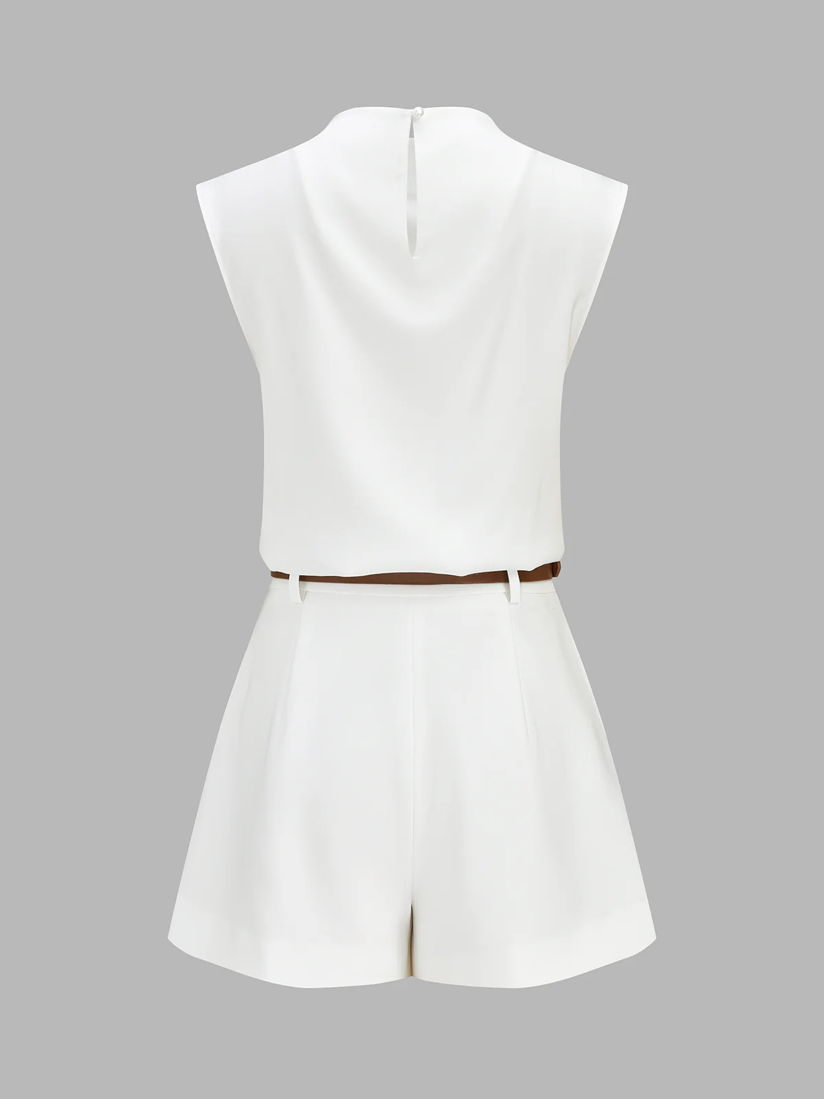 Draped Sleeveless Top & Belted Shorts Set - Image 3