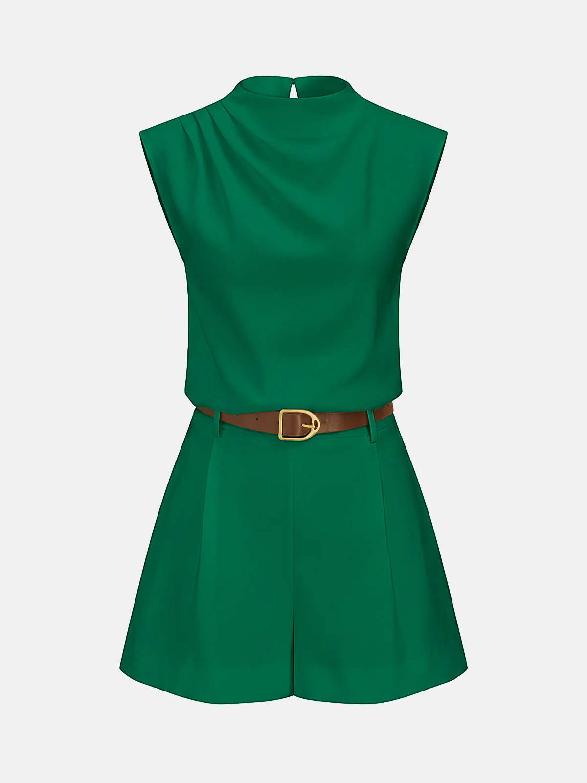 Draped Sleeveless Top & Belted Shorts Set - Image 8
