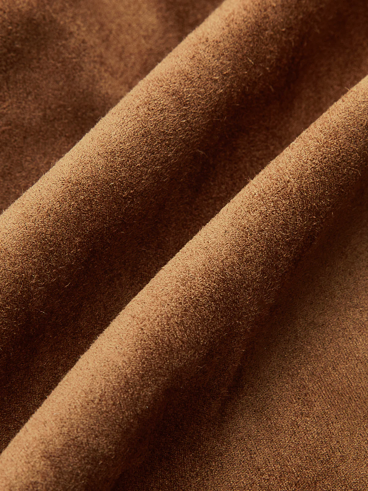 Draped Slit Suede Effect Midi Skirt - Image 4