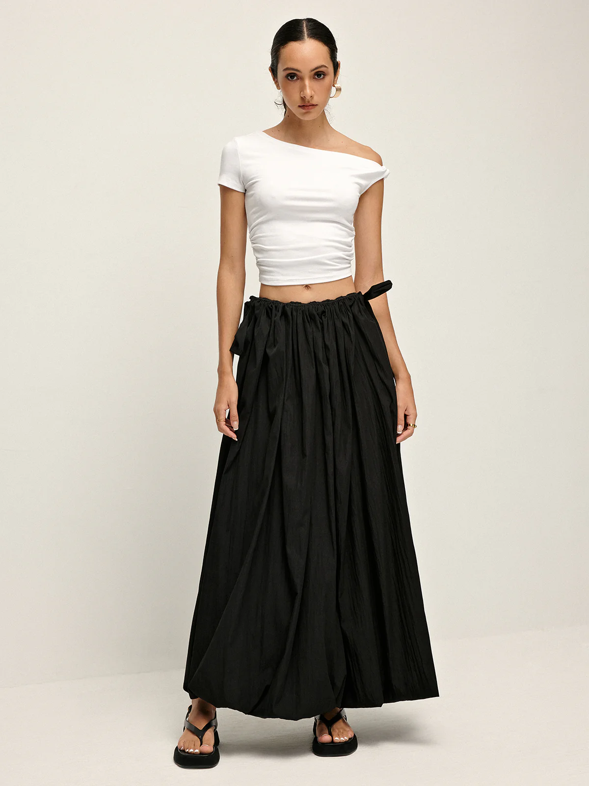 Drawstring Pleated Umbrella-Shaped Skirt - Image 2
