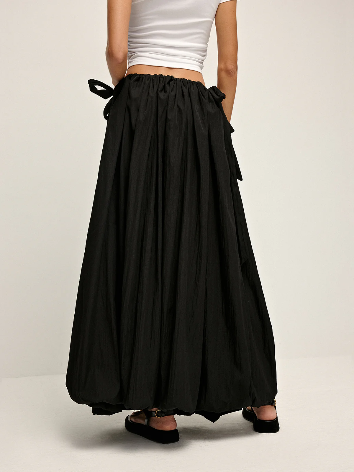 Drawstring Pleated Umbrella-Shaped Skirt - Image 3