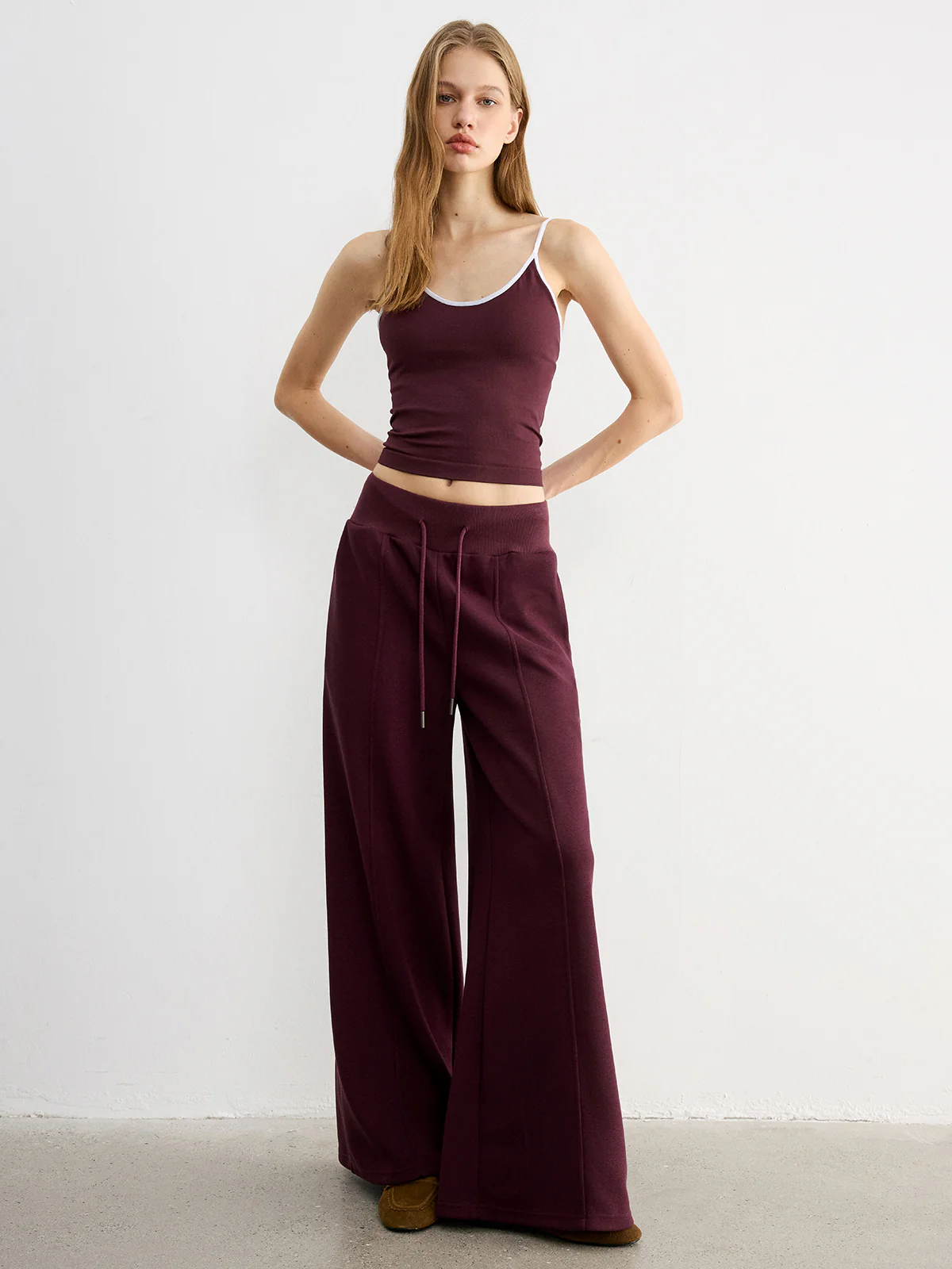 Drawstring Wide-Leg Knit Pants - Image 3