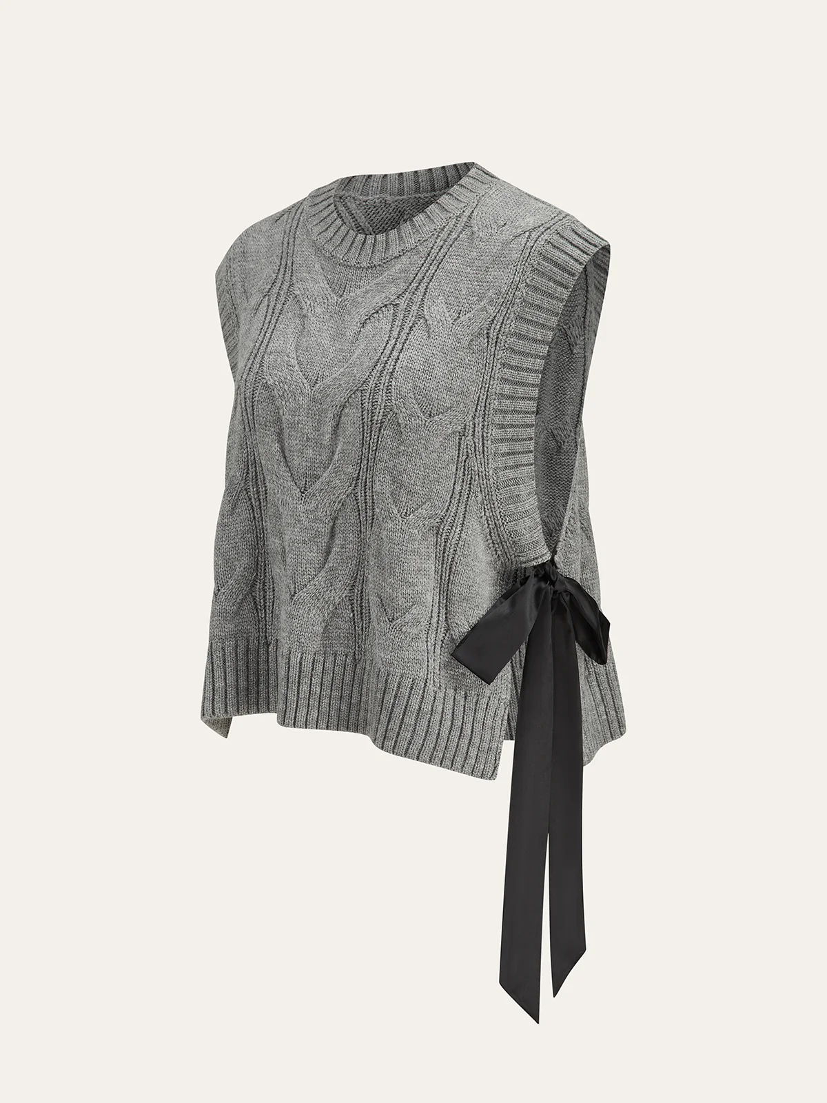 Dual-Sided Bow Cable-Knit Vest - Image 2