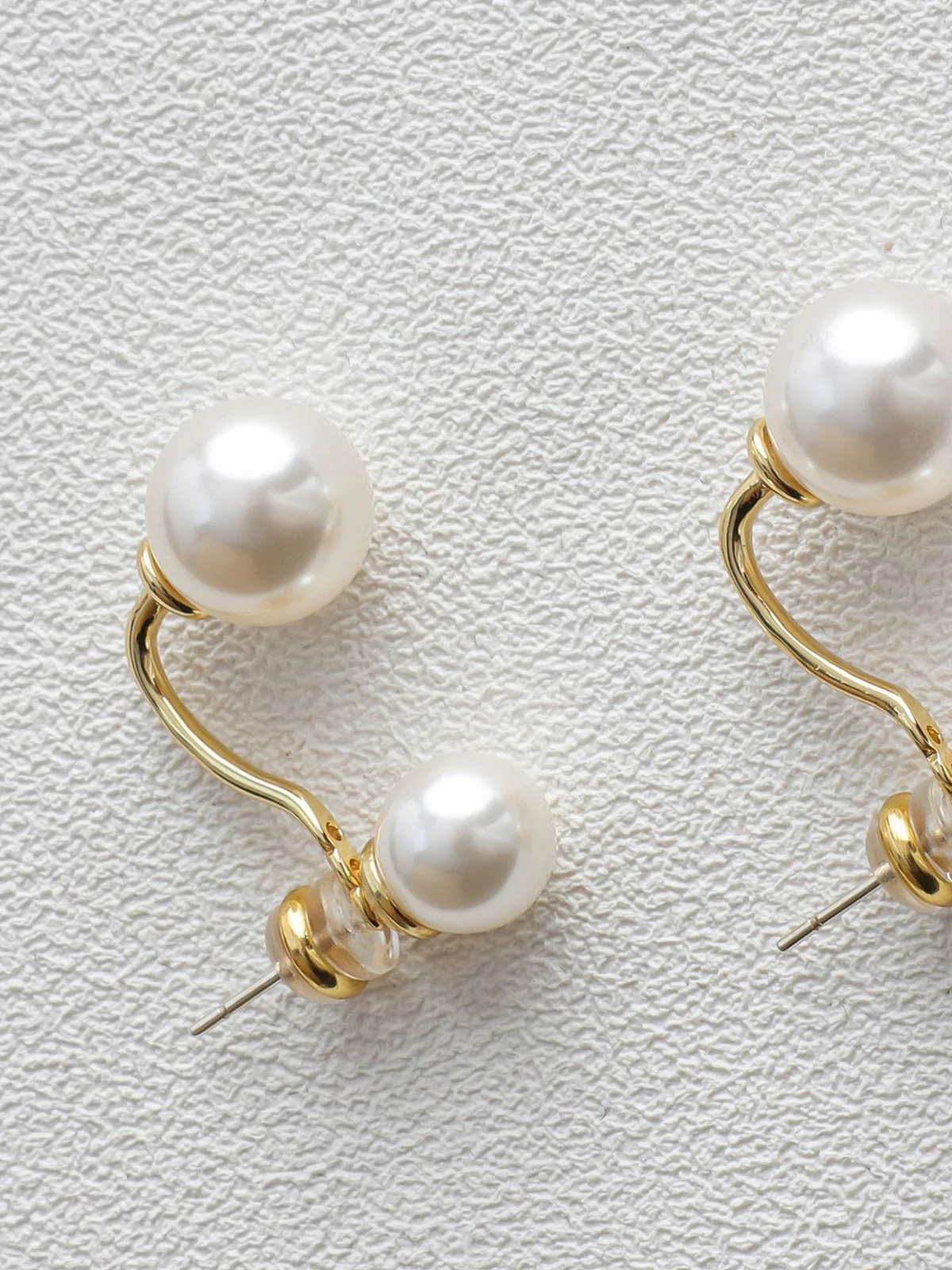 Elegant Double Pearl Stud Earrings - Image 4