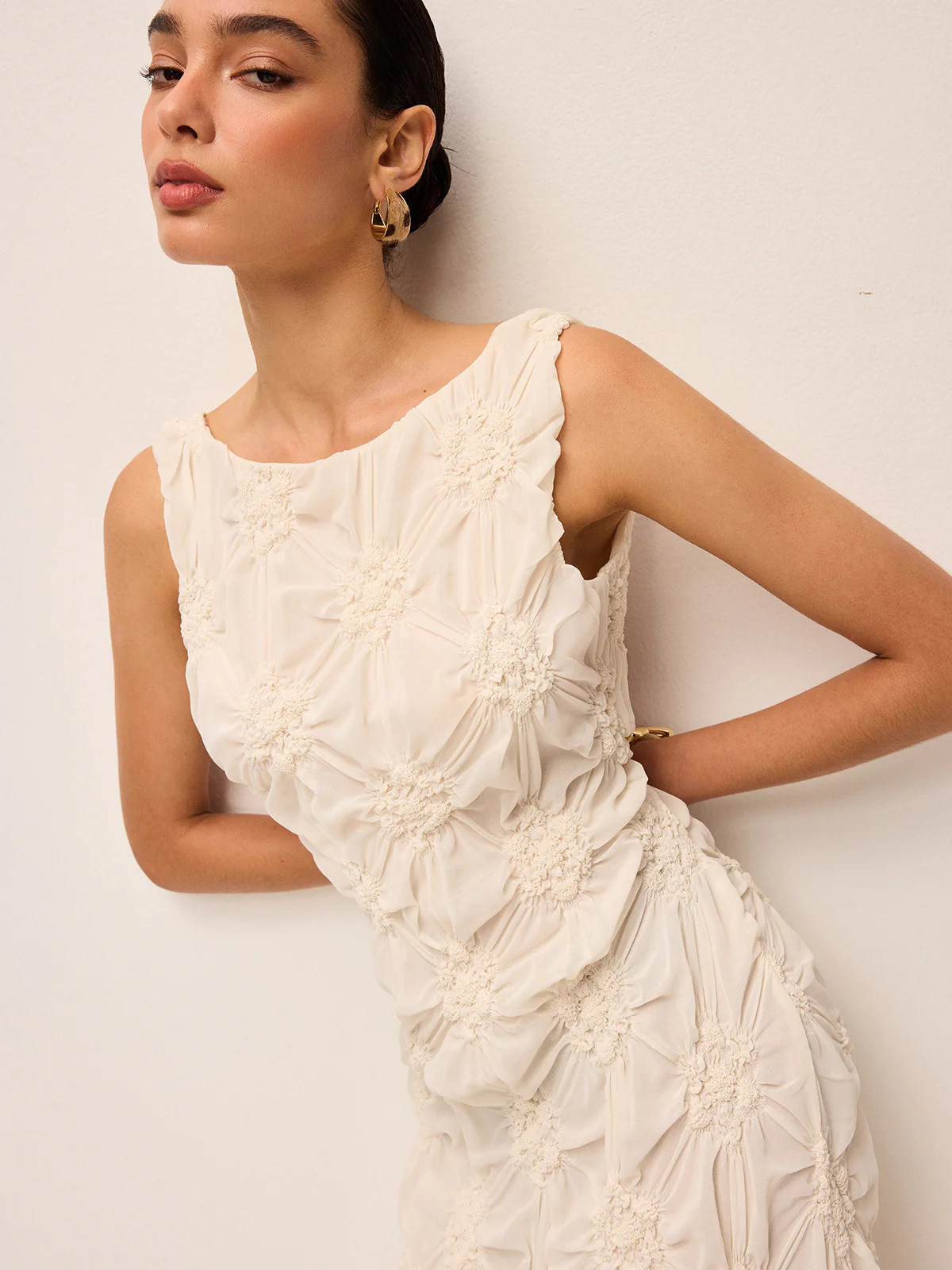 Elegant Embroidered Slit Maxi Dress - Image 2