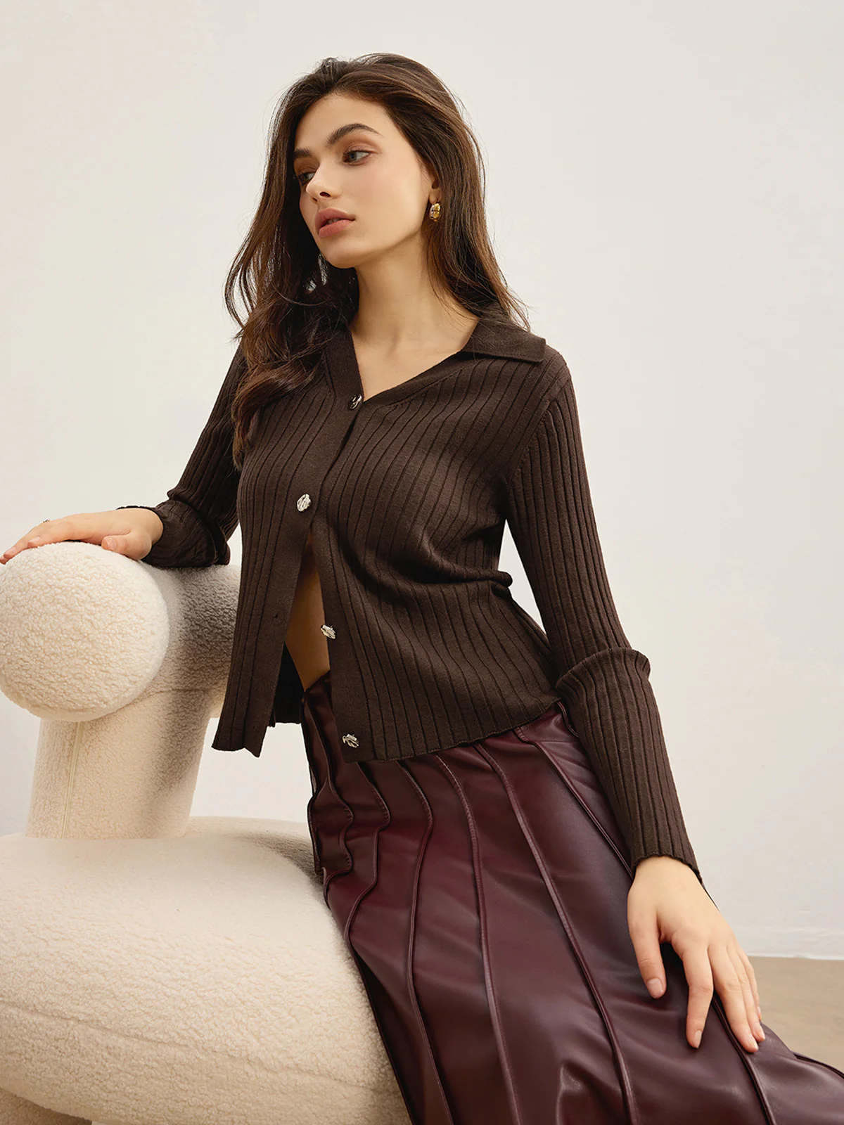 Elegant High-Stretch Polo Cardigan - Image 6