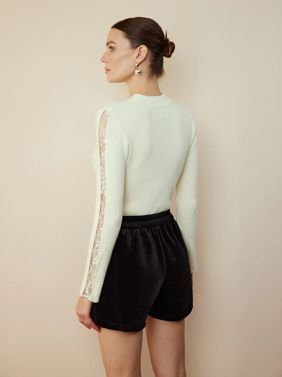 Elegant Lace Panel Knit Top - Image 7