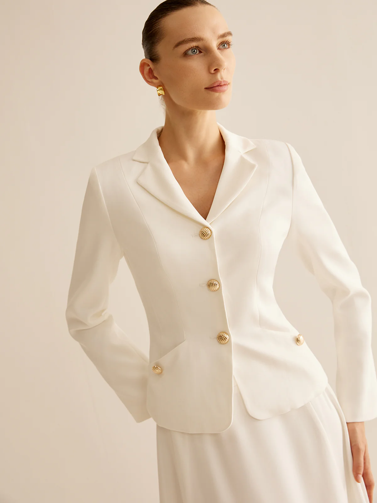 Elegant Metal-Button Blazer - Image 3