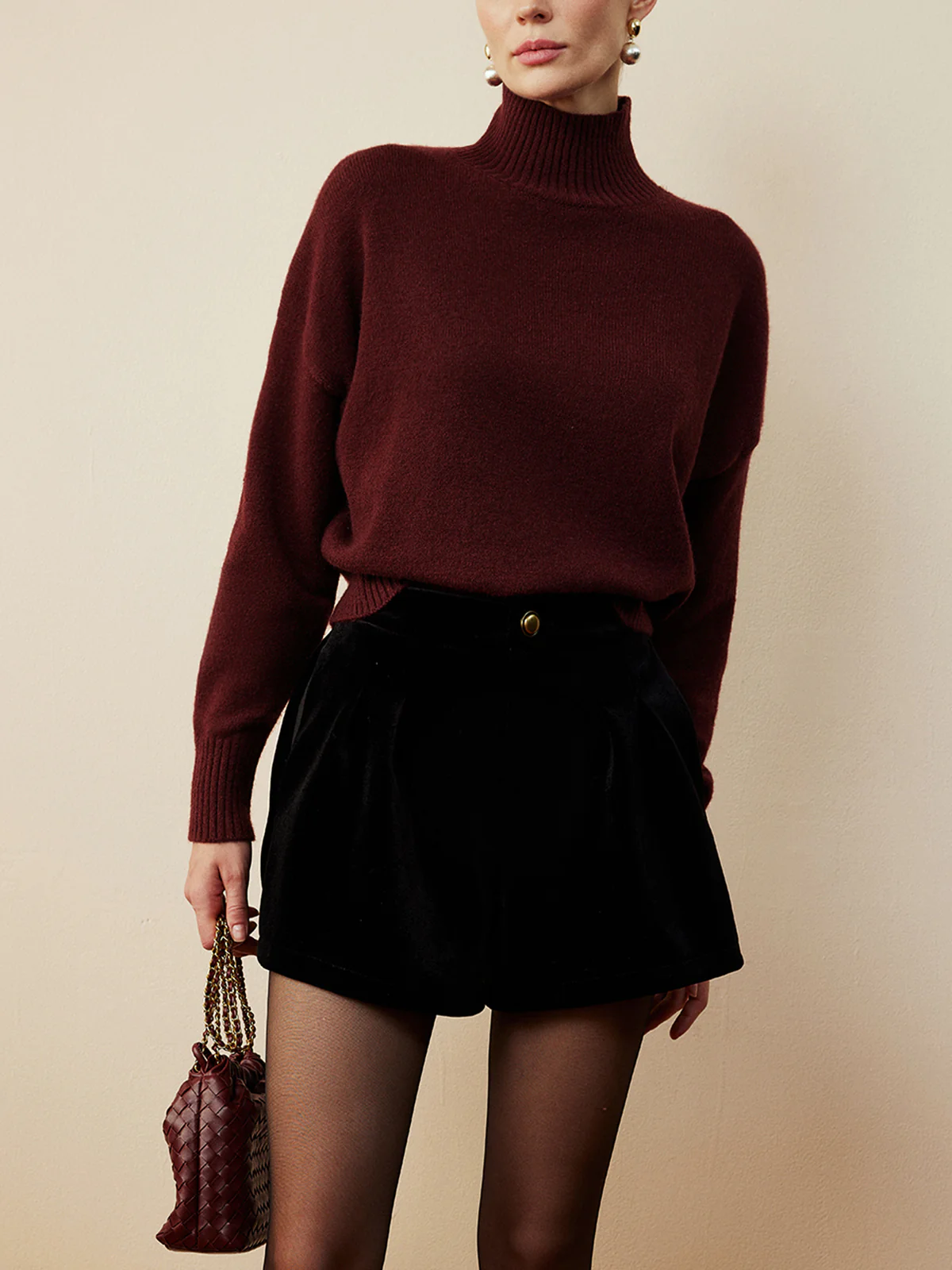Elegant Mock Neck Shift Sweater - Image 3