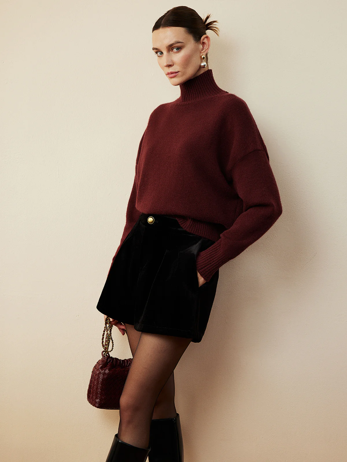 Elegant Mock Neck Shift Sweater - Image 4