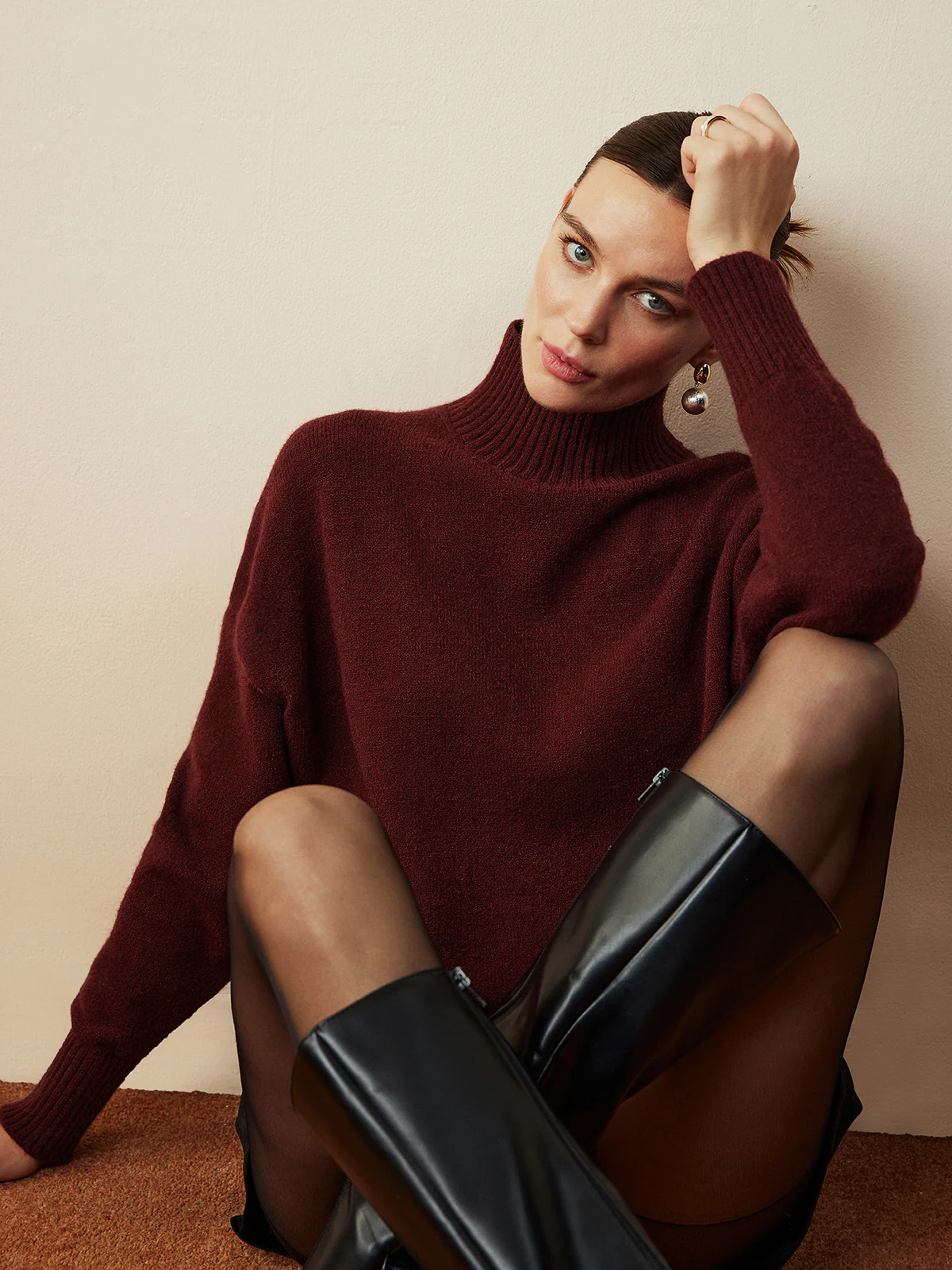 Elegant Mock Neck Shift Sweater - Image 5