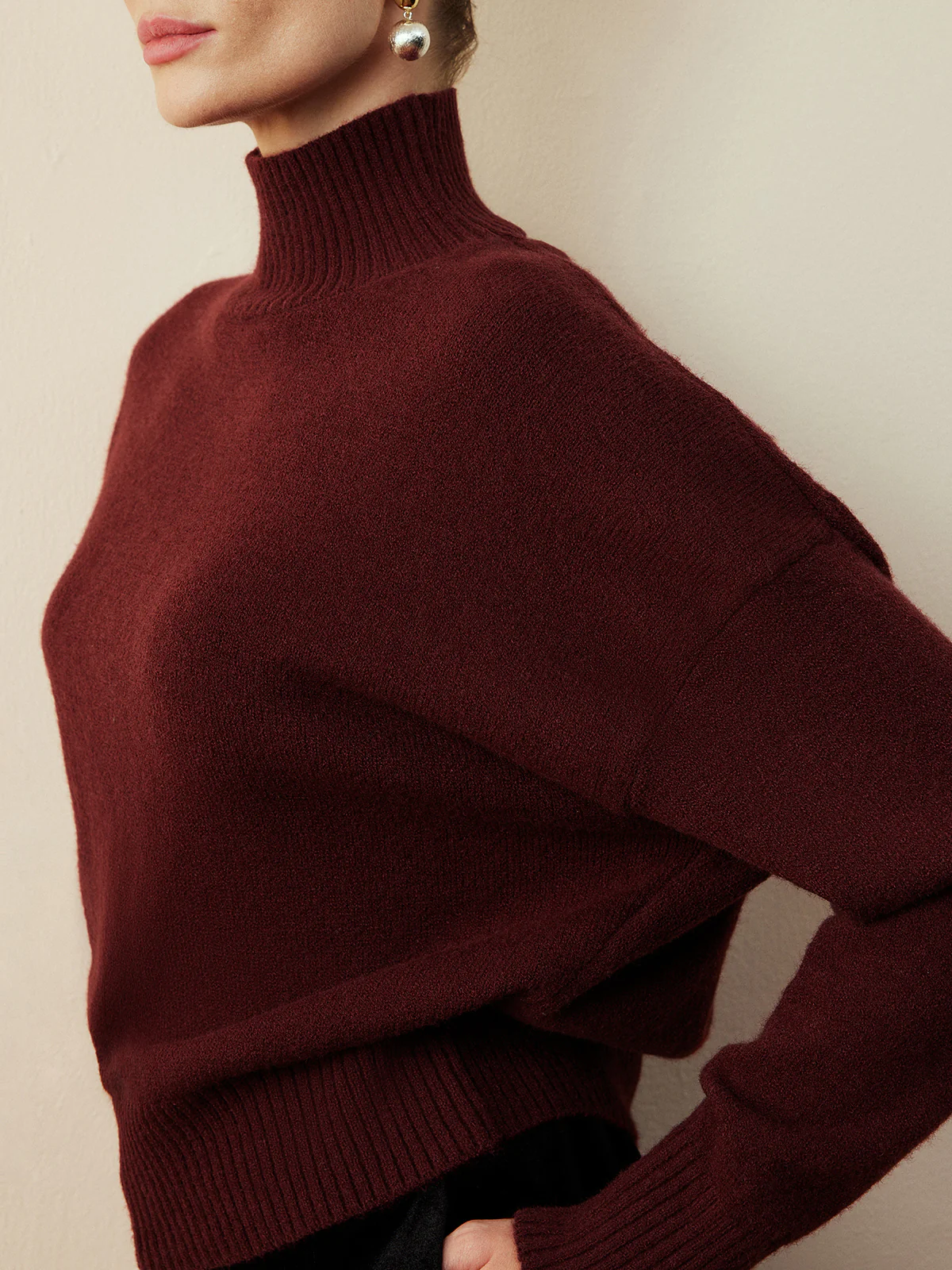 Elegant Mock Neck Shift Sweater - Image 9