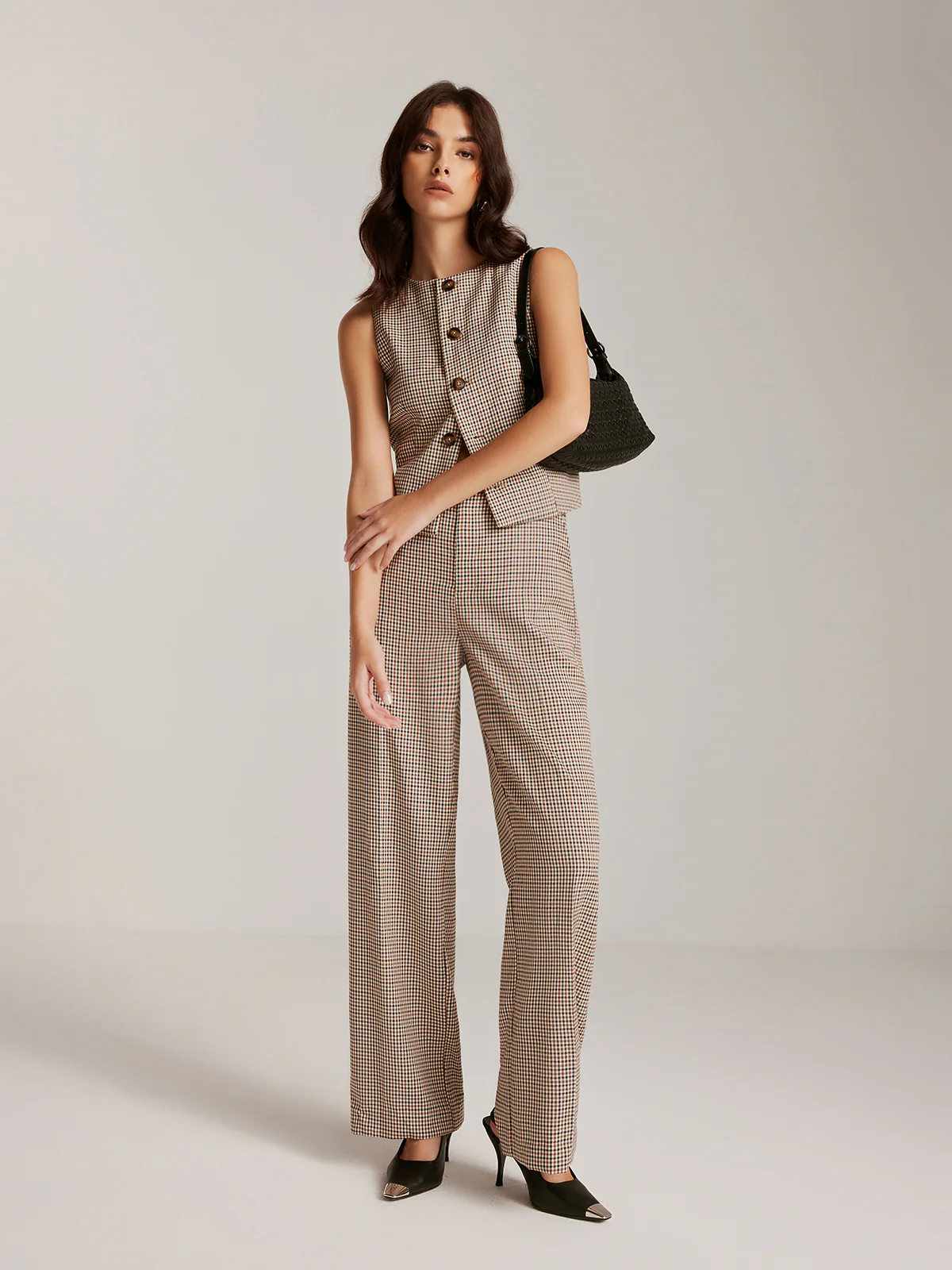 Elegant Plaid Button Vest - Image 7