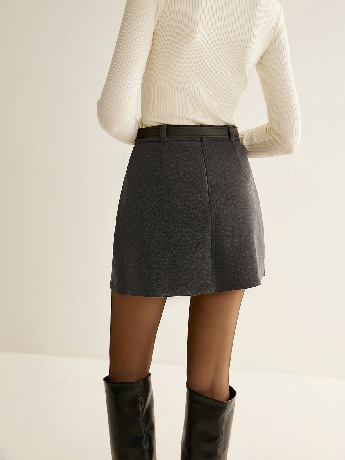 Elegant Pleated Belted Mini Skirt - Image 7