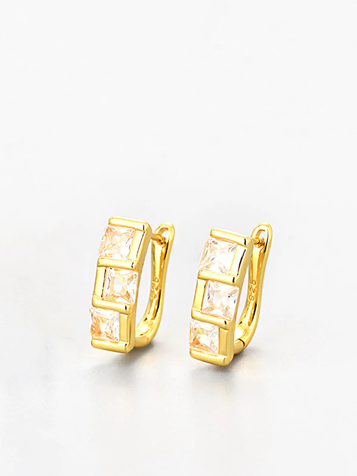 Elegant Square Zircon Hoop Earrings - Image 3